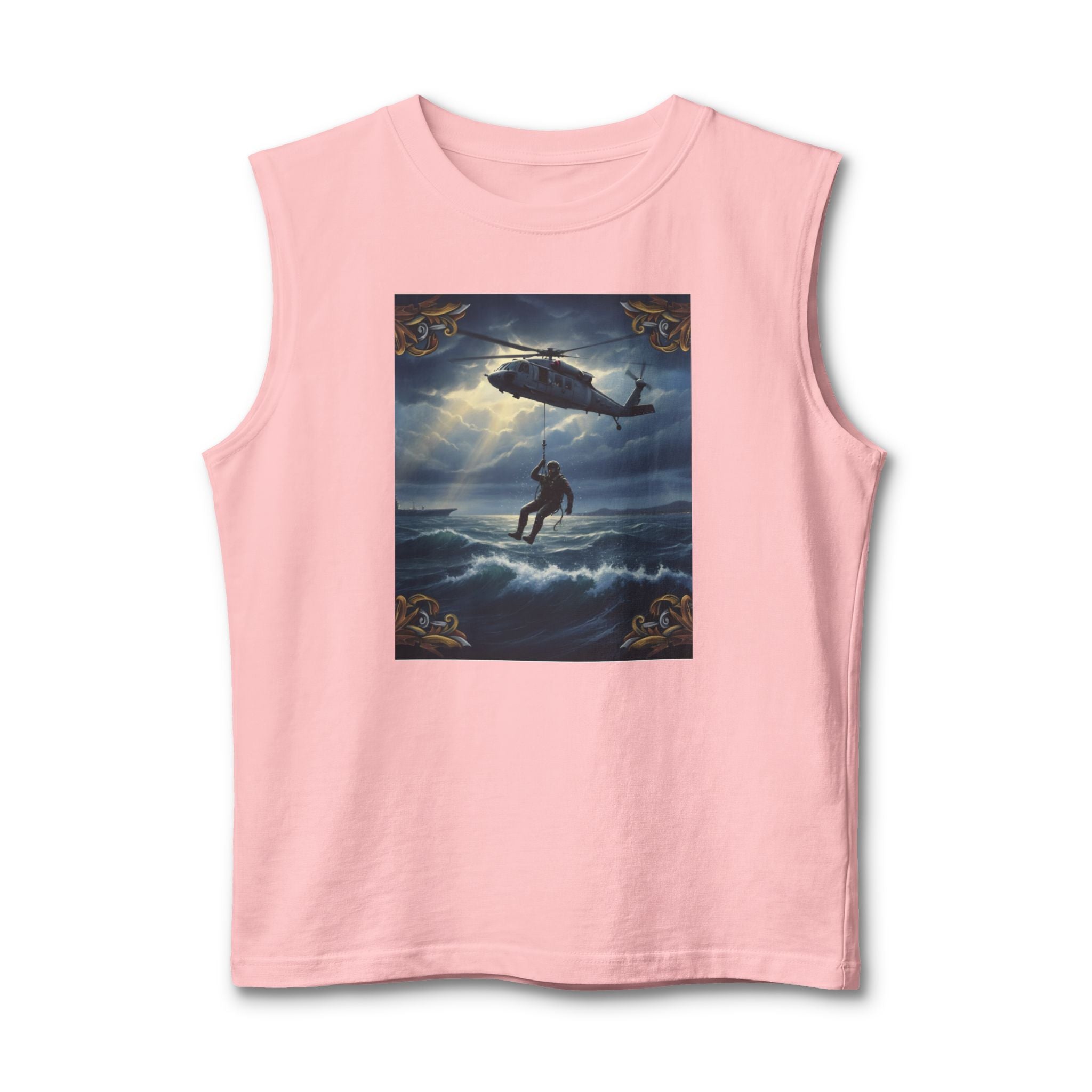 Navy Rescue Helicopter Muscle Tank — '2nd Option: FAFO' Military Search & Rescue Shirt
