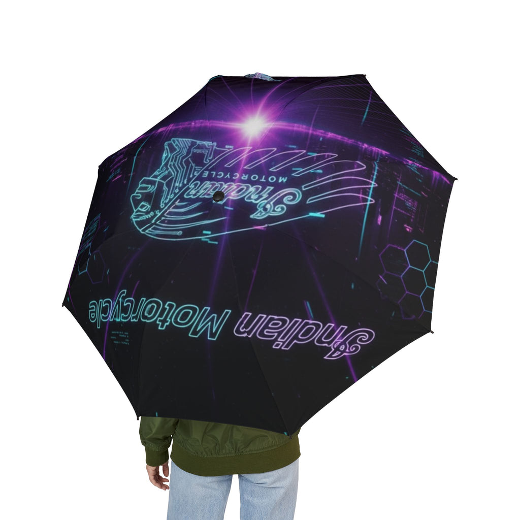 Neon Synthwave Foldable Umbrella – Retro Cyber Guitar Design