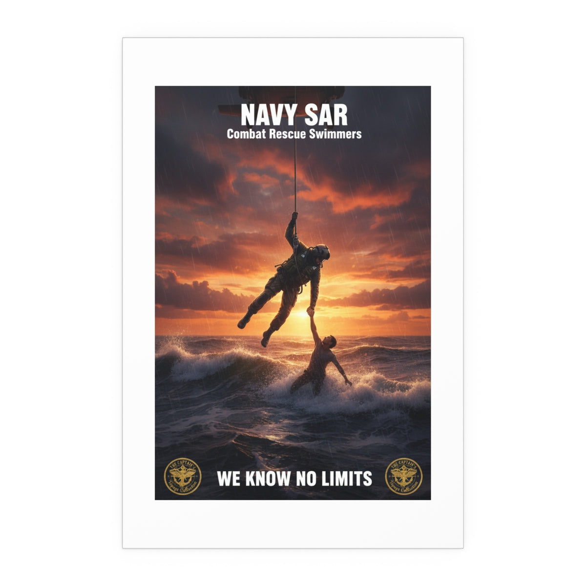 Navy SAR Combat Rescue Swimmers Silk Poster — “We Know No Limits” Indoor/Outdoor Wall Art