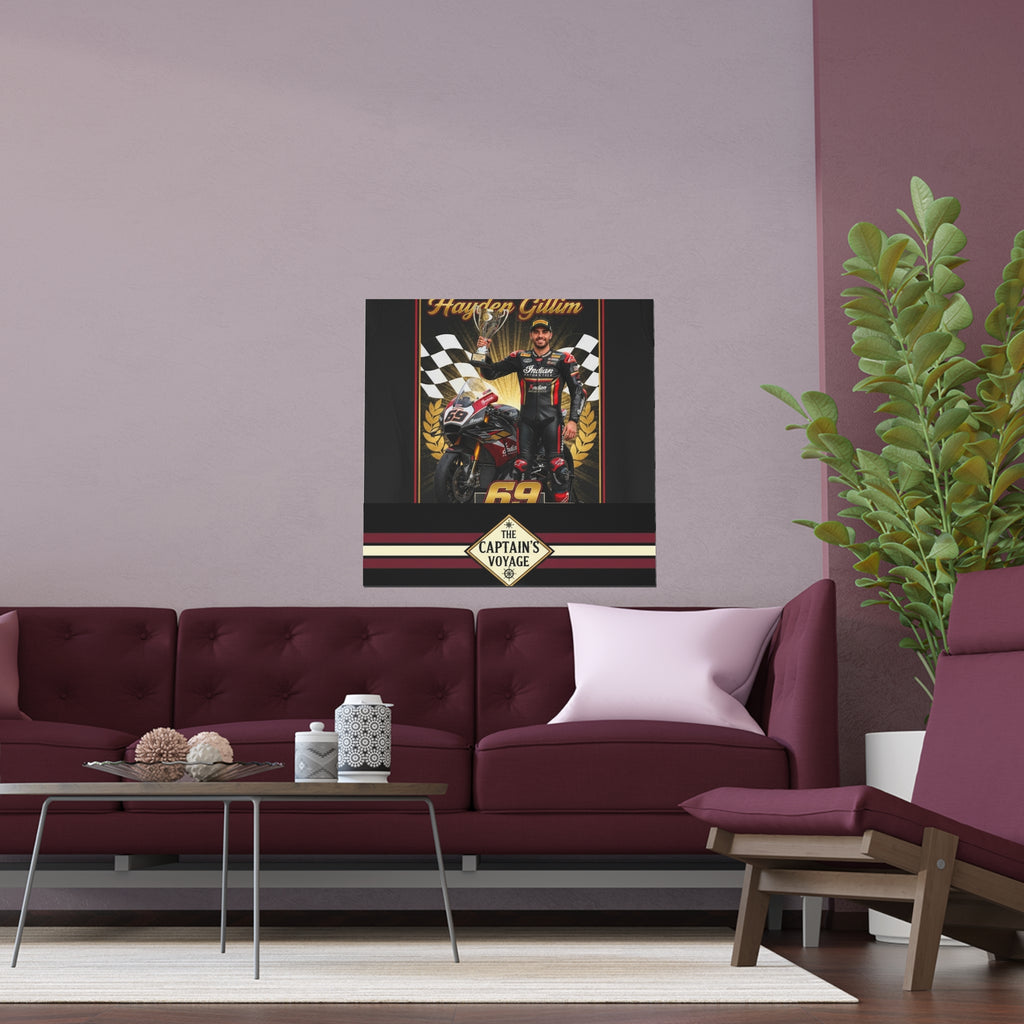 Racing Champion Silk Poster — “Winner’s Circle 69” Motorcycle Wall Art (Indoor/Outdoor)