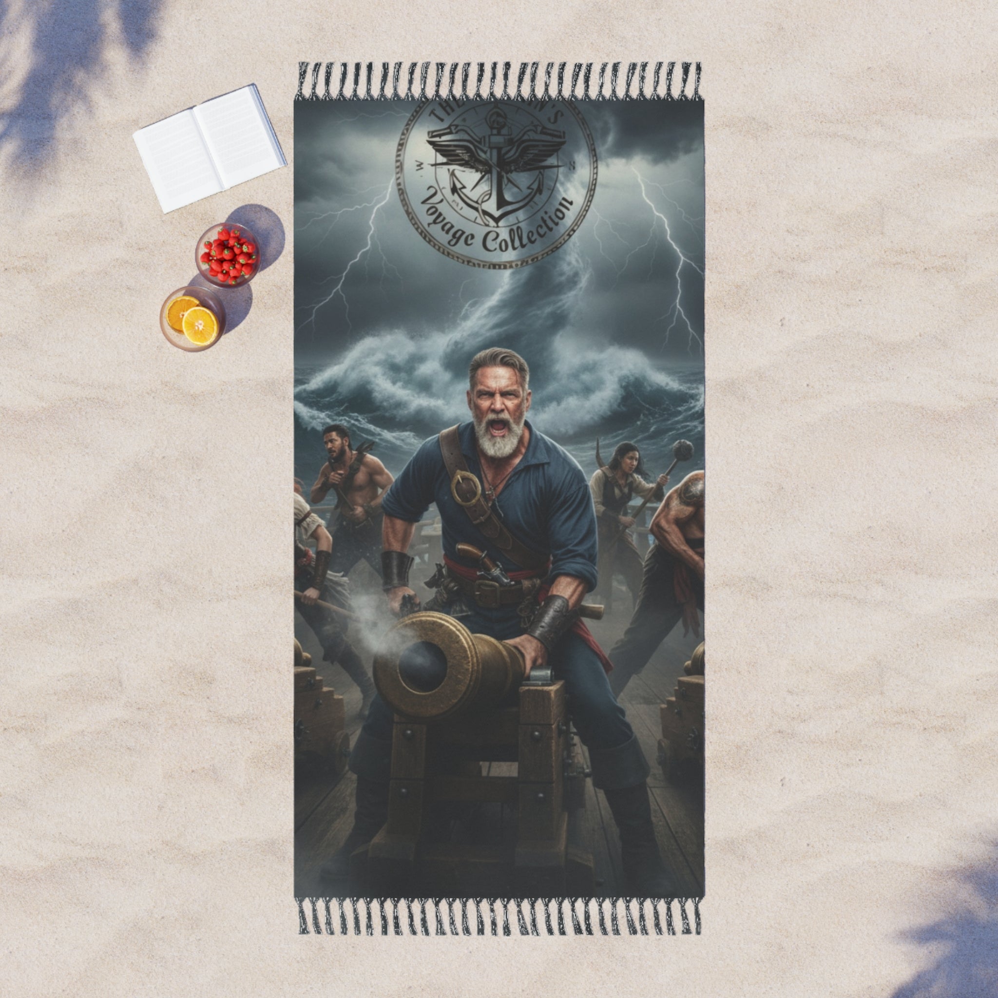 Pirate Captain Beach Towel — Nautical Cannon Artwork Boho Beach Cloth