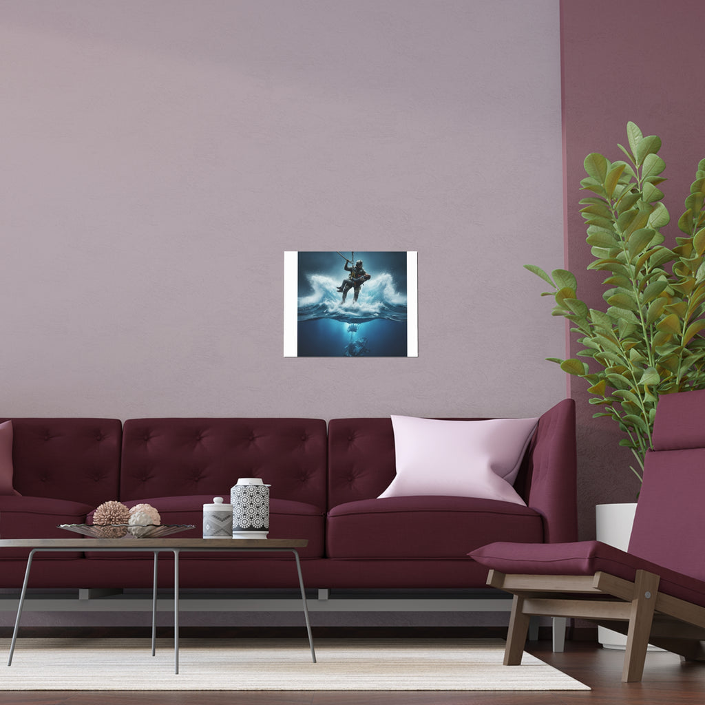 Diver Split-View Silk Poster — Underwater Adventure Wall Art (Indoor/Outdoor)