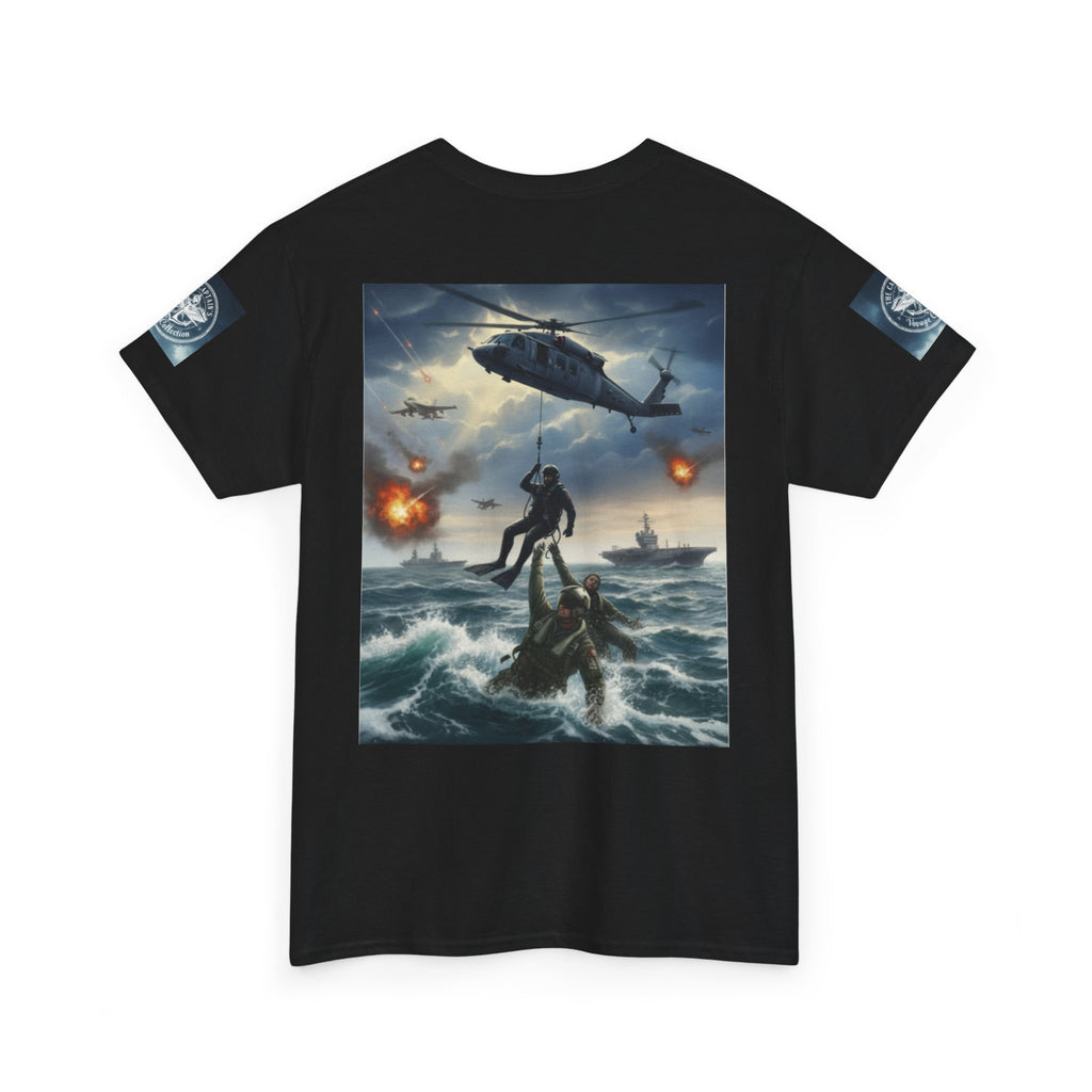 Navy Search & Rescue Graphic Tee — SAR Helicopter Rescue Scene
