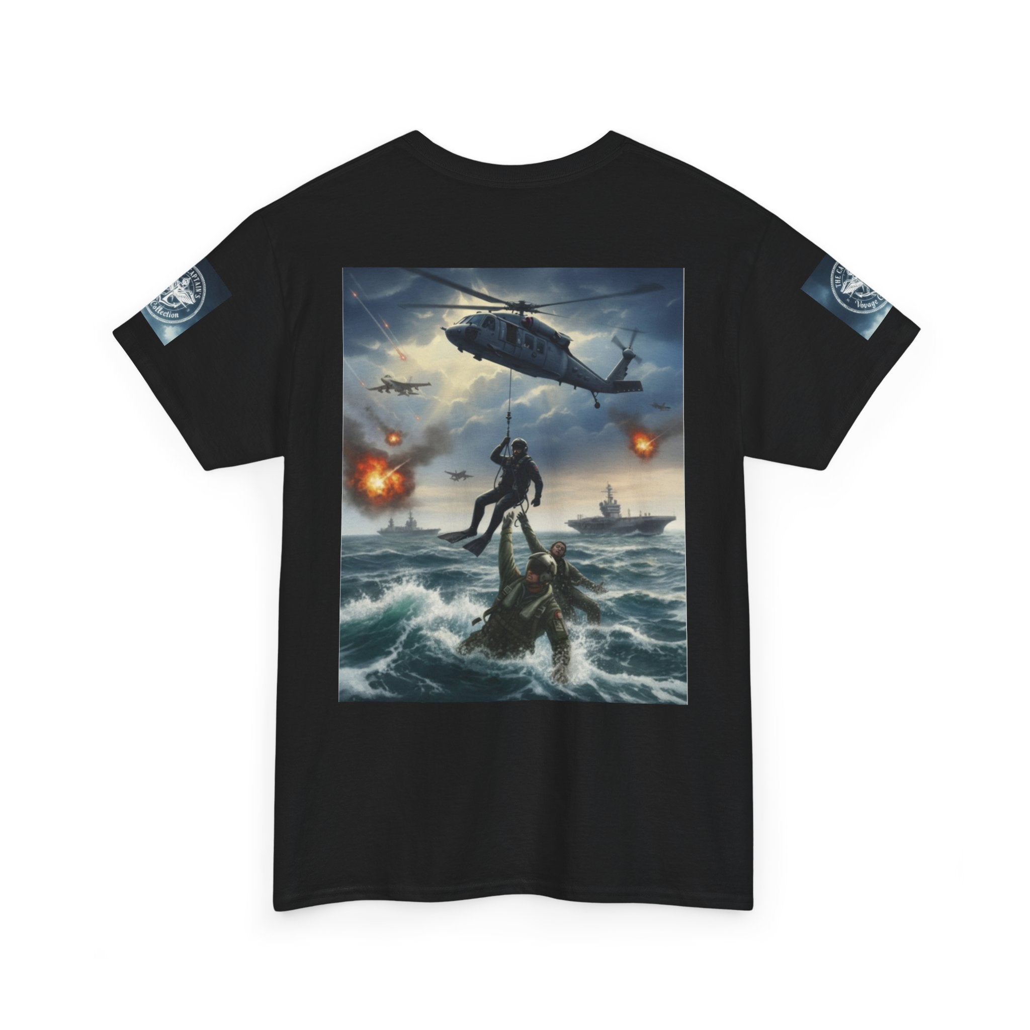 Navy Search & Rescue Graphic Tee — SAR Helicopter Rescue Scene