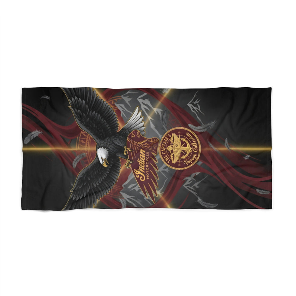Eagle Emblem Beach Towel – Vintage Motorcycle Shield Design