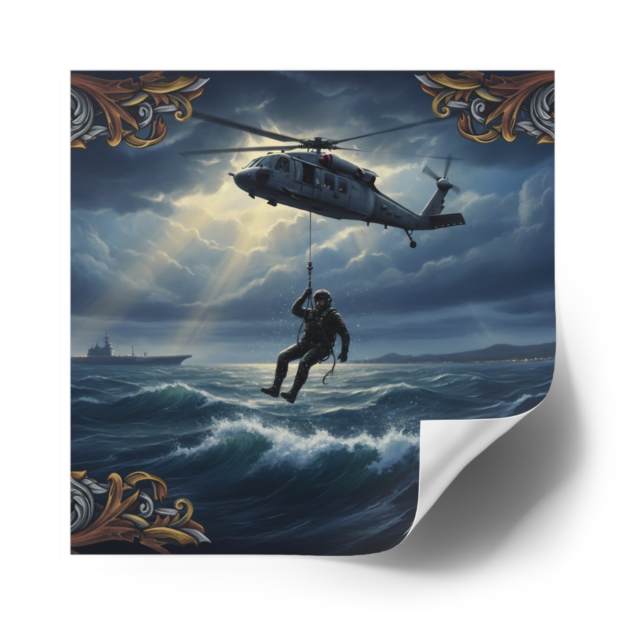 Rescue Helicopter Sea Rescue Square Sticker