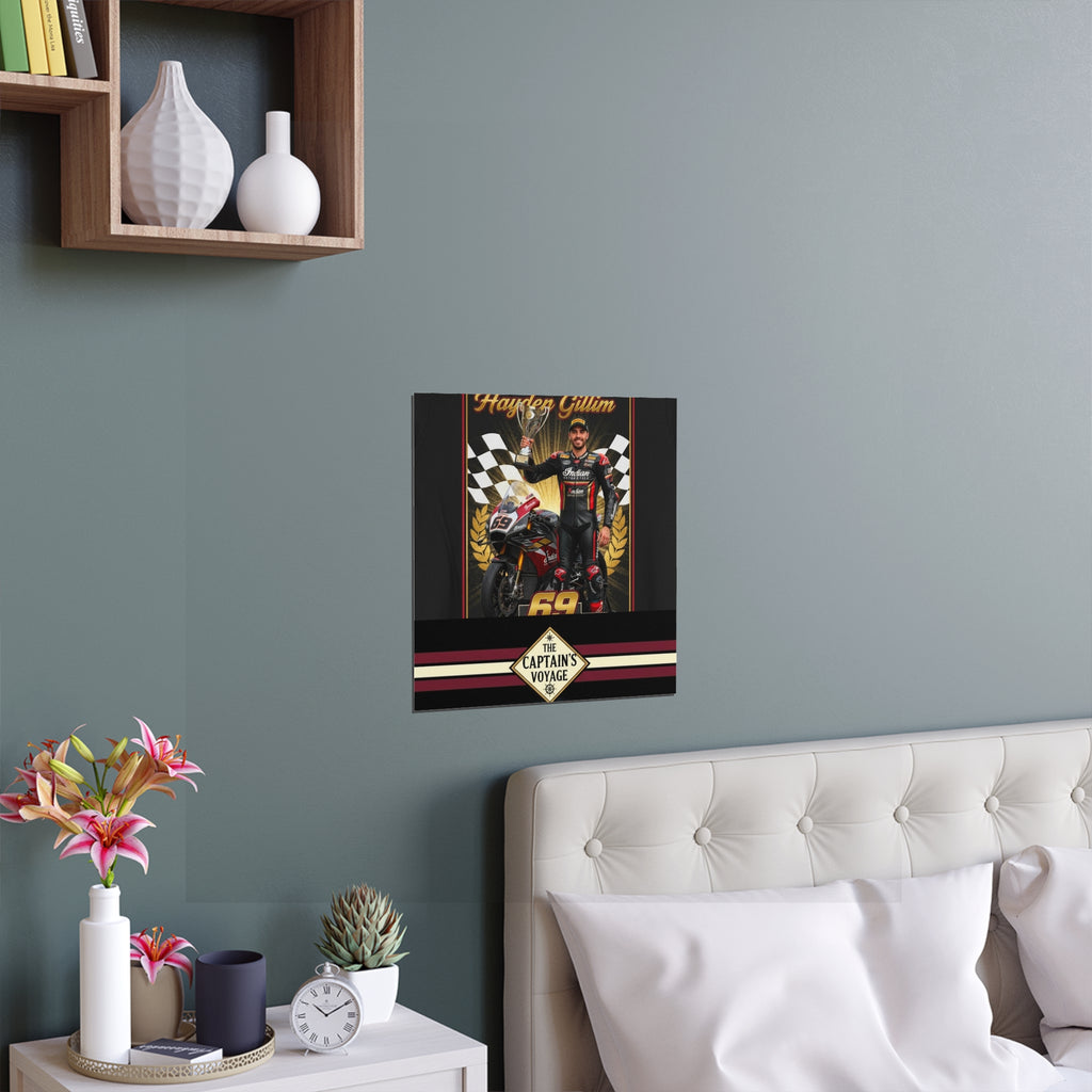 Racing Champion Silk Poster — “Winner’s Circle 69” Motorcycle Wall Art (Indoor/Outdoor)