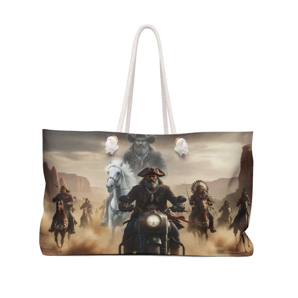 Cowboy Biker Weekender Bag — Ghost Horse & Rider Adventure Travel Tote
