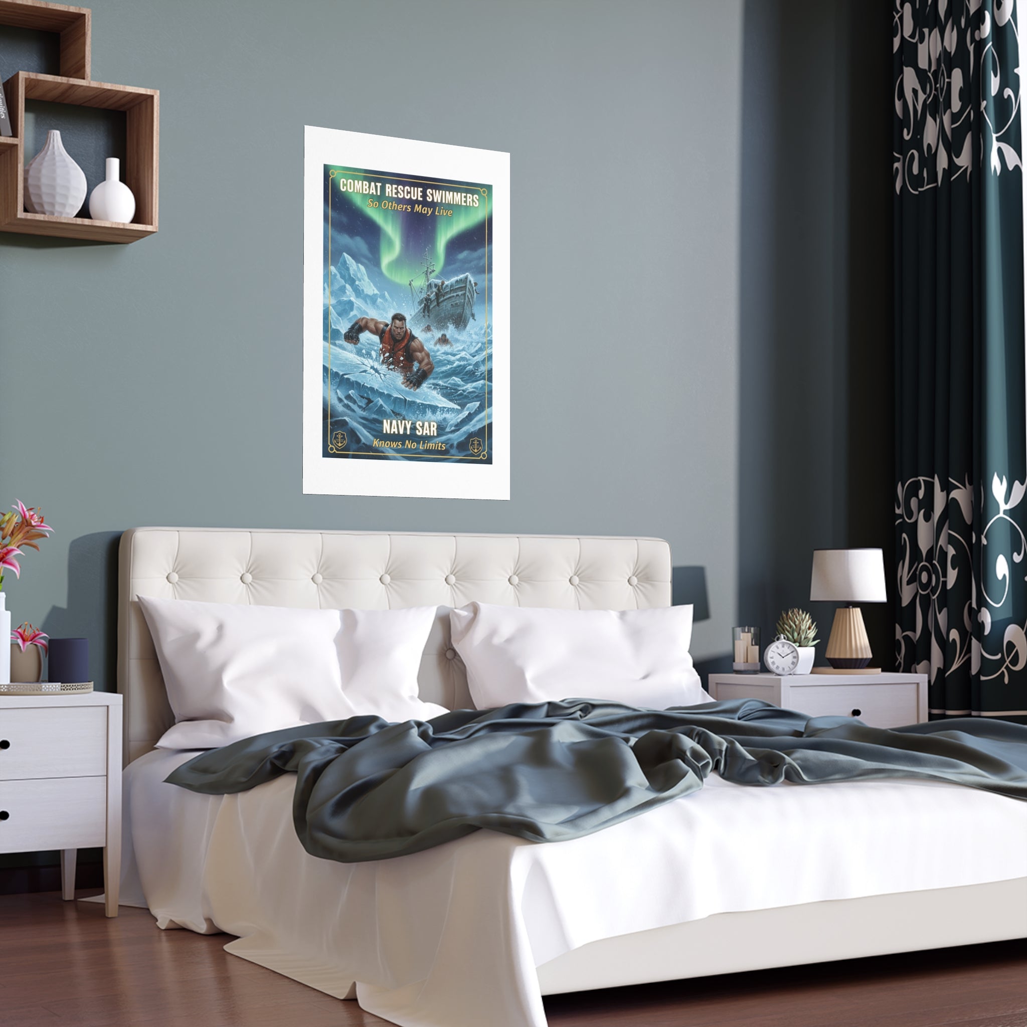 Combat Rescue Swimmers Silk Poster — Navy SAR 'So Others May Live' Arctic Rescue Print