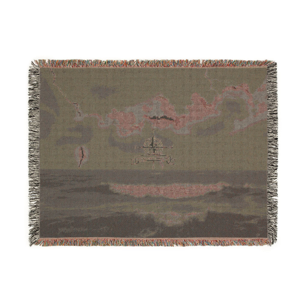 Ocean Night Woven Blanket — Nautical Ship Throw