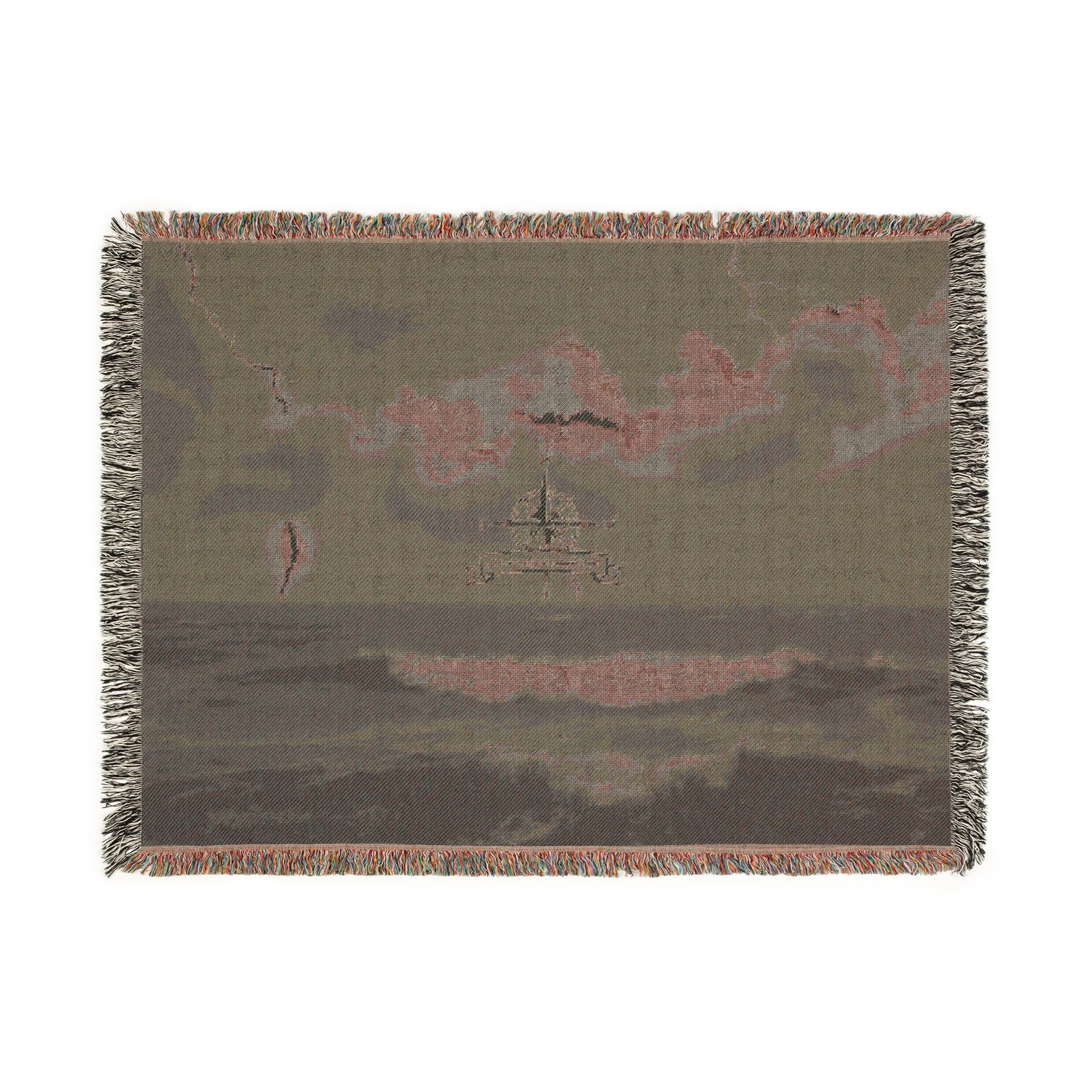 Ocean Night Woven Blanket — Nautical Ship Throw