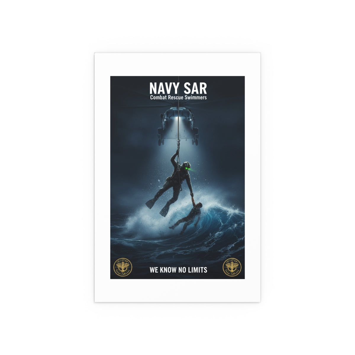 Navy SAR Combat Rescue Swimmers Silk Poster – “We Know No Limits” Indoor/Outdoor Print