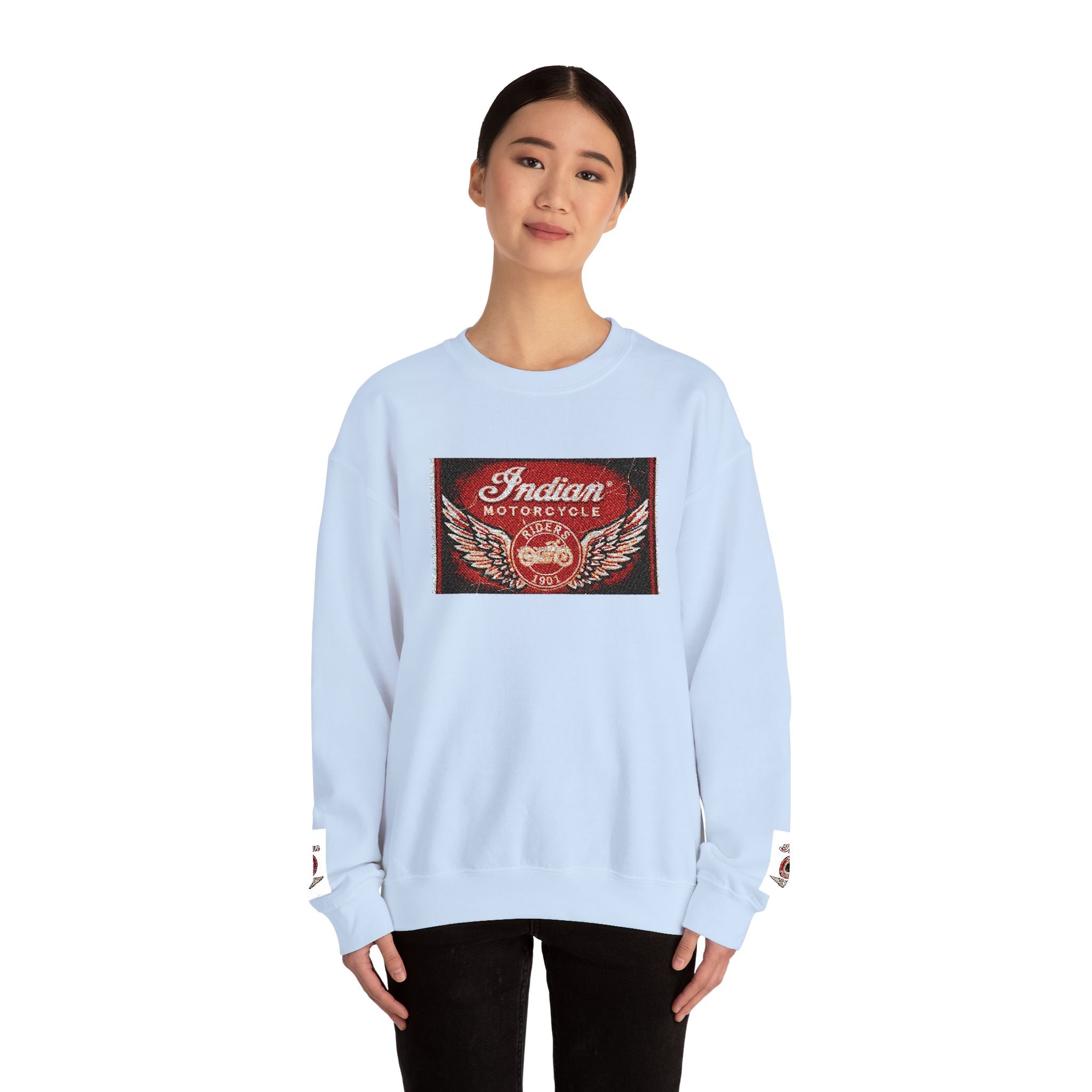 Vintage Motorcycle Crewneck Sweatshirt — 'Indian Motorcycles' Winged Logo