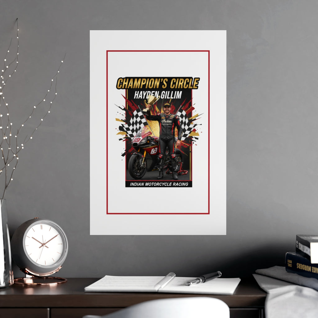 Champion's Circle Motorcycle Poster — Personalized Racing Matte Print