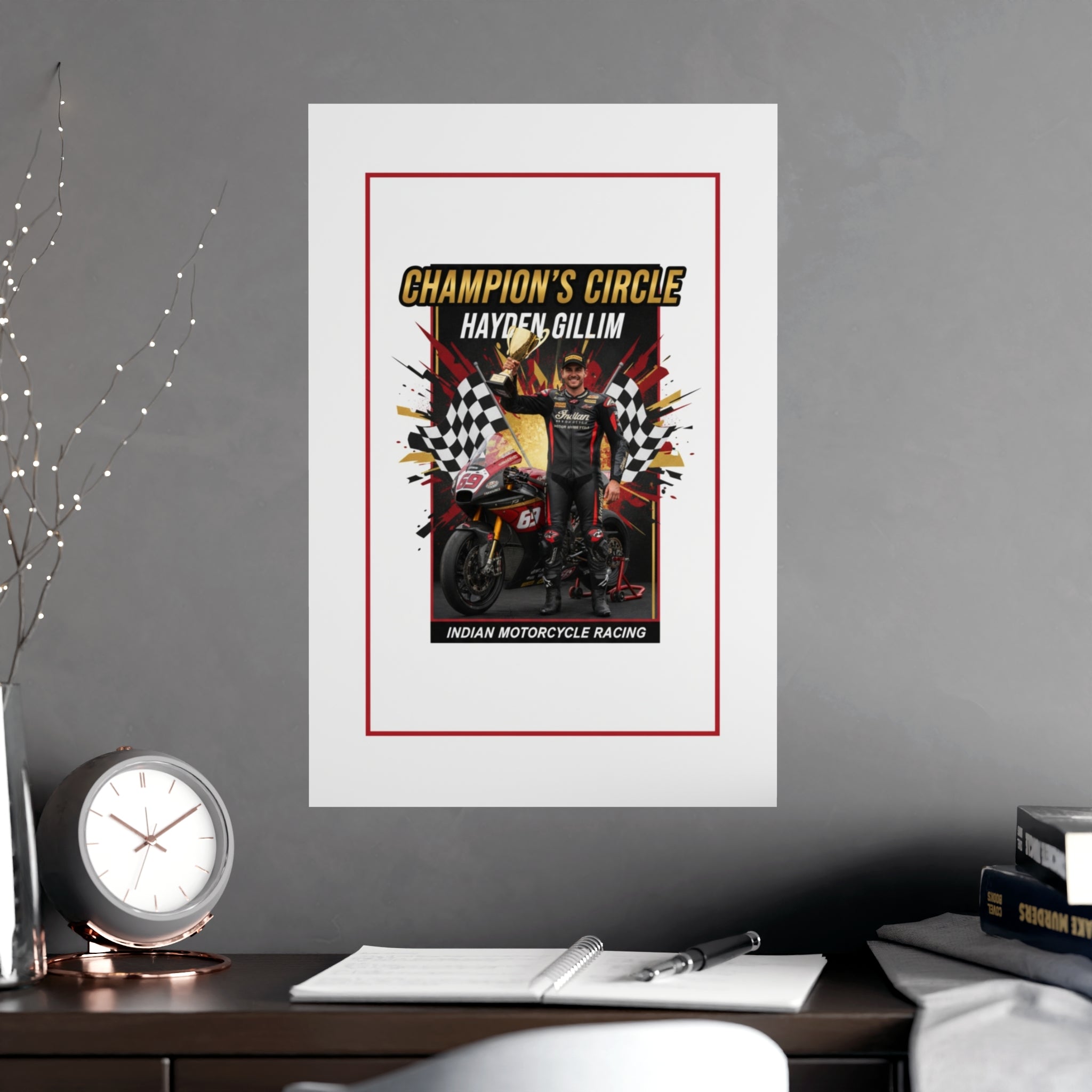 Champion's Circle Motorcycle Poster — Personalized Racing Matte Print