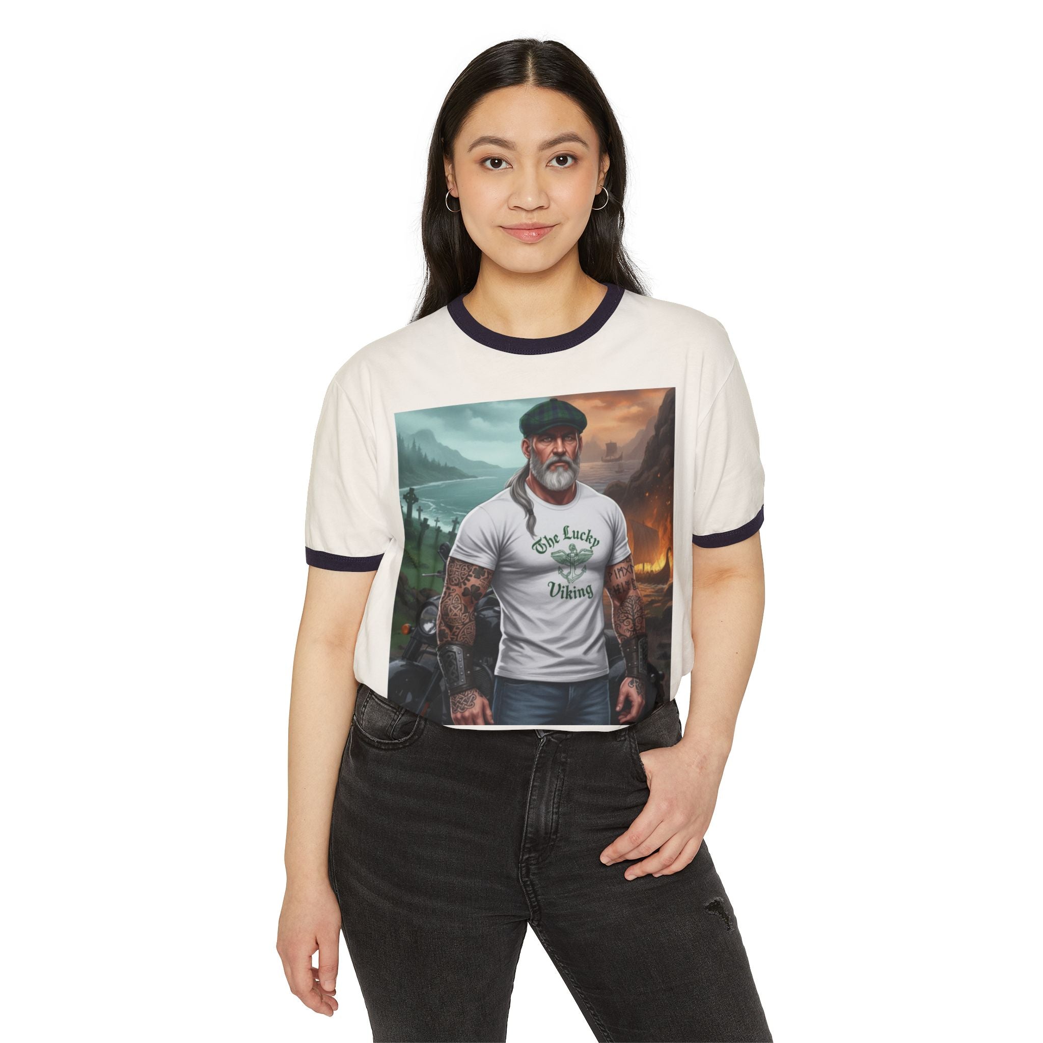 Viking Dad Graphic T-Shirt — "The Lucky Viking" Ringer Tee