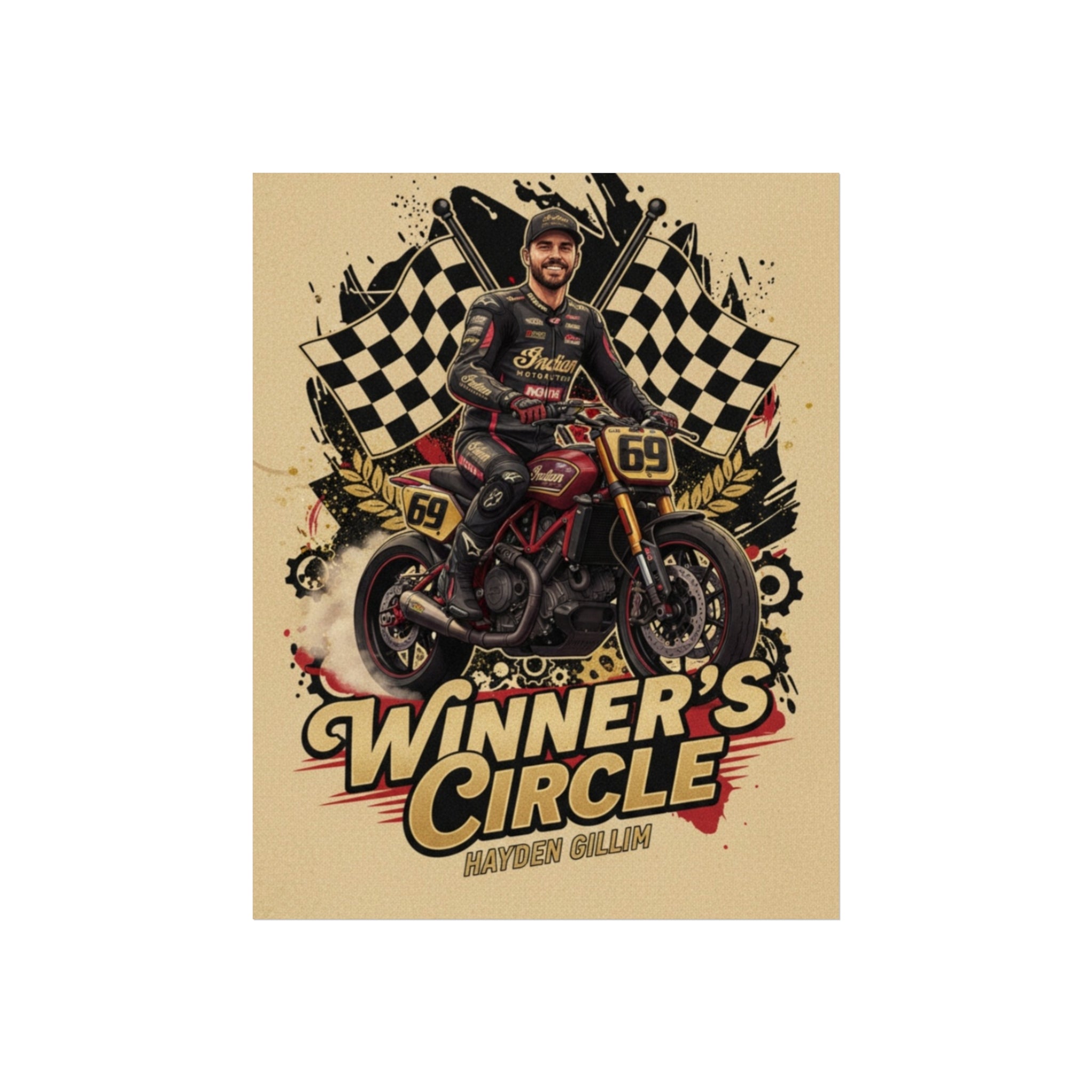 Winner's Circle Motorcycle Poster — Vintage Racing Fine Art Print
