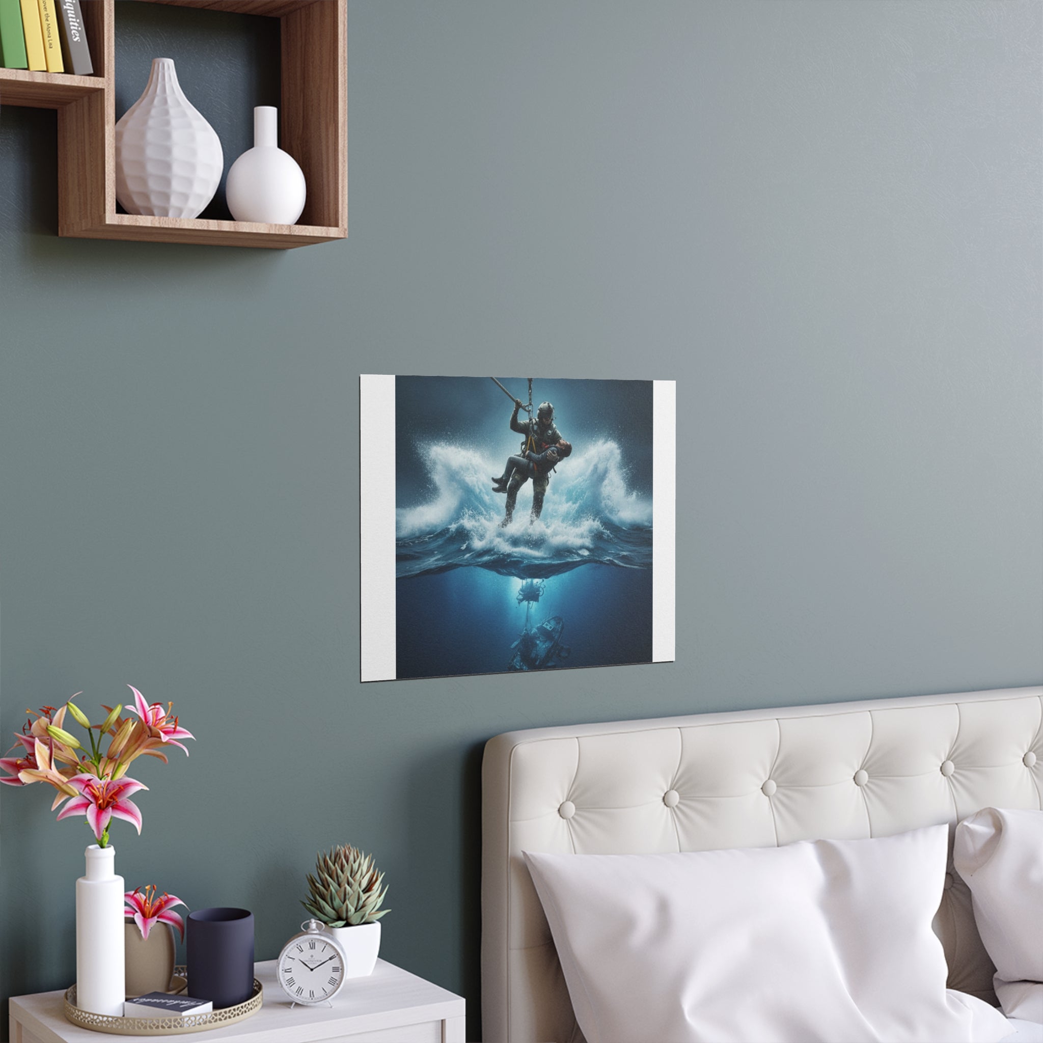 Diver Split-View Silk Poster — Underwater Adventure Wall Art (Indoor/Outdoor)