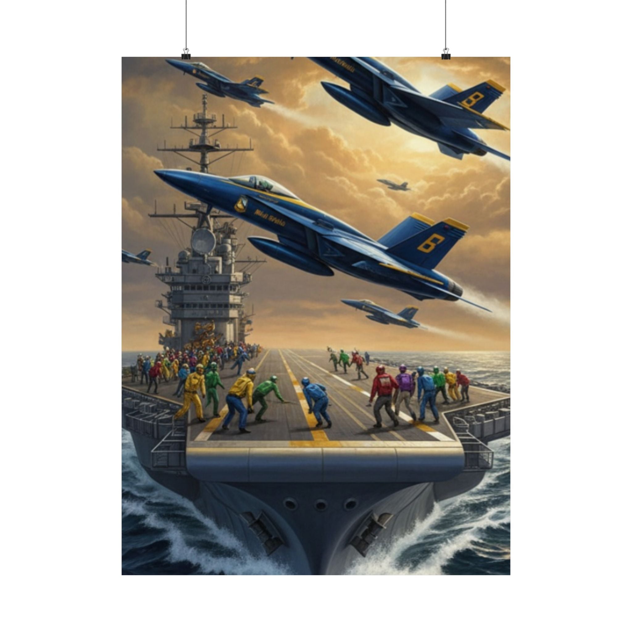 Navy SAR Rescue Helicopter Matte Poster — Dramatic Sea Rescue Art