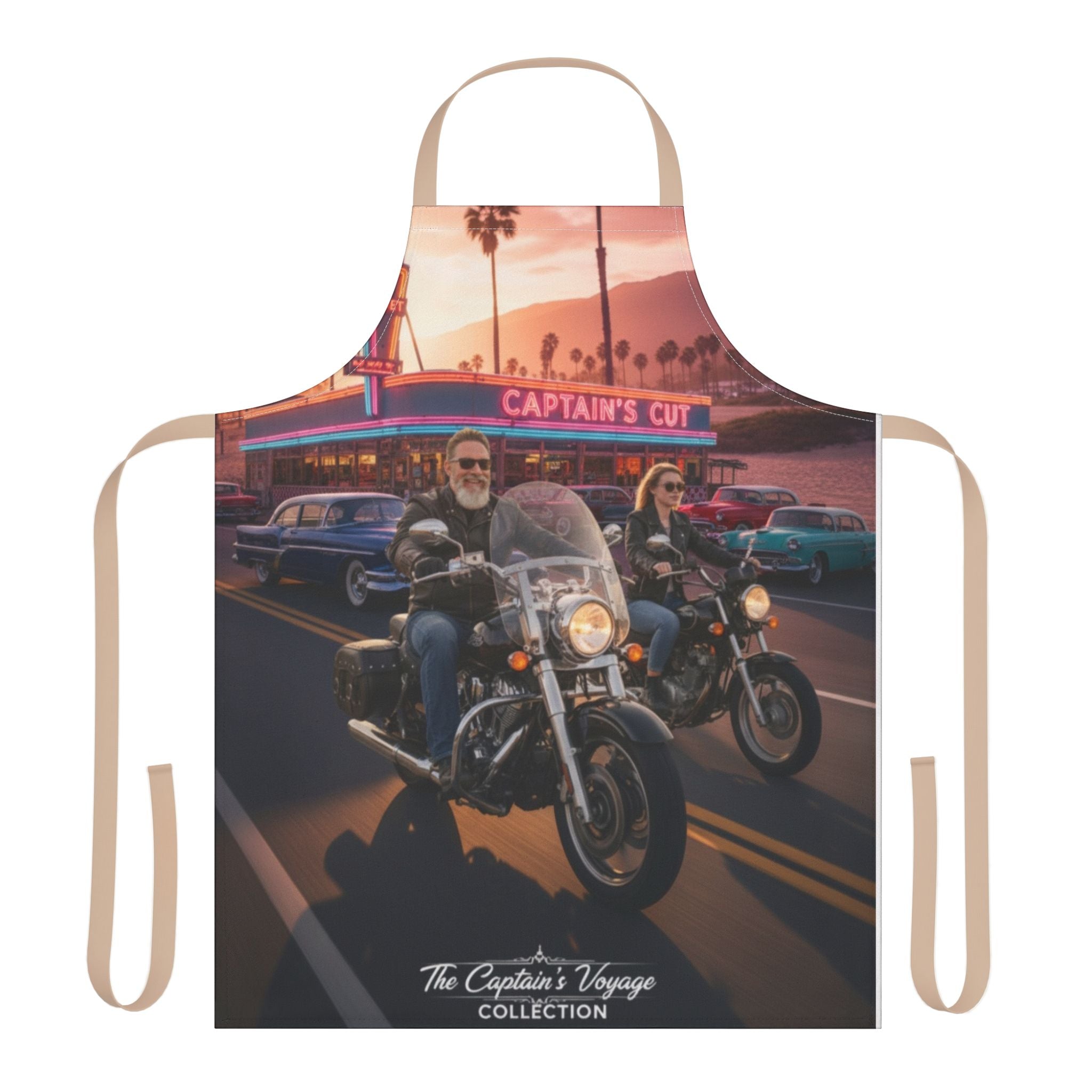 Biker Sunset Apron — Vintage Motorcycle Diner Print