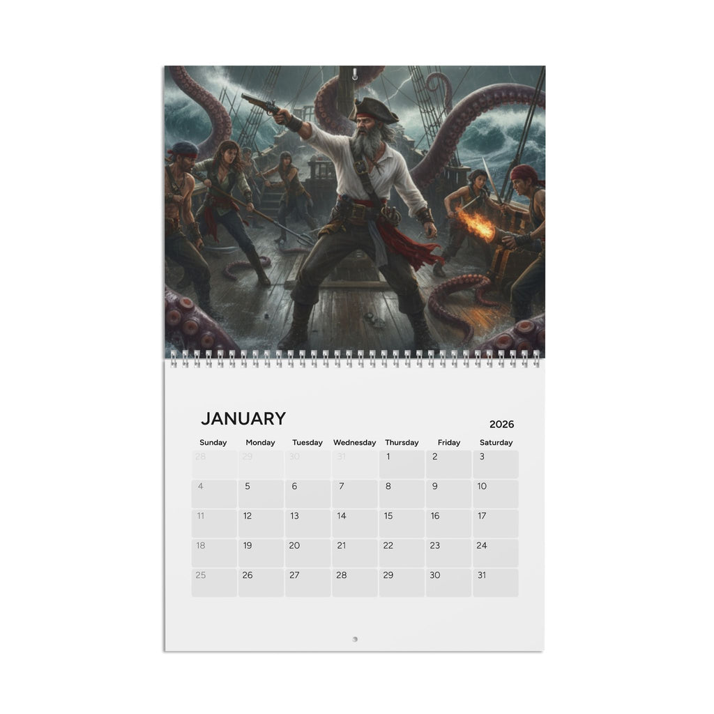 2026 Pirate & Nautical Wall Calendar – Fantasy Ship Artwork Monthly Planner