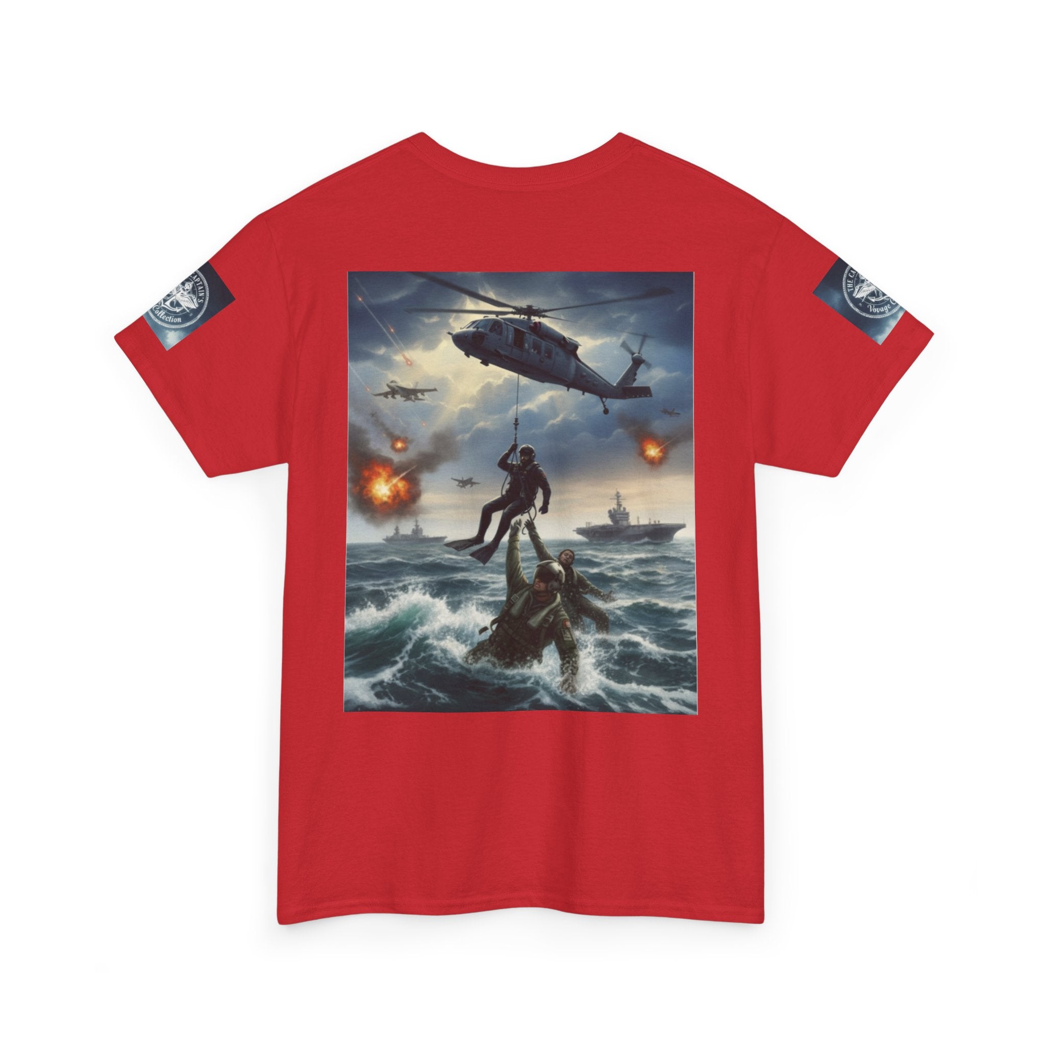 Navy Search & Rescue Graphic Tee — SAR Helicopter Rescue Scene