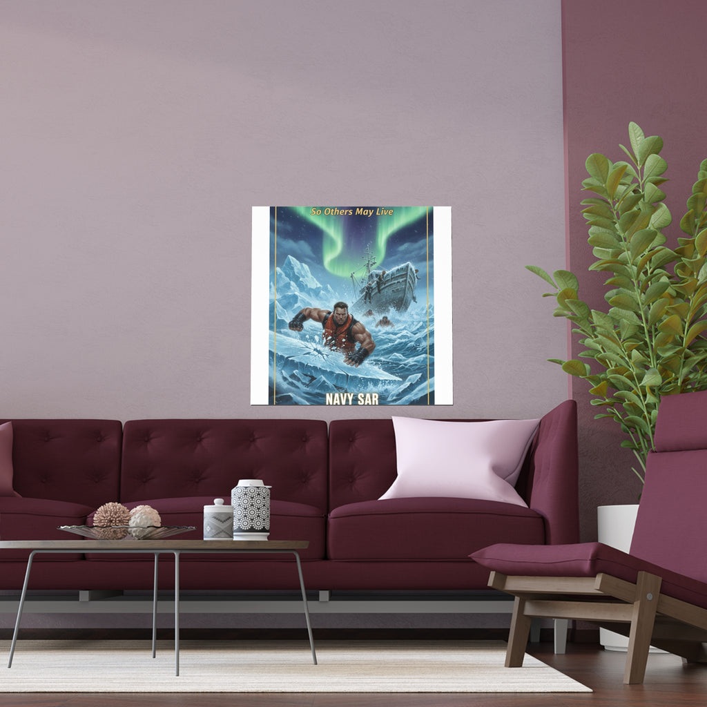 Combat Rescue Swimmers Silk Poster — Navy SAR 'So Others May Live' Arctic Rescue Print