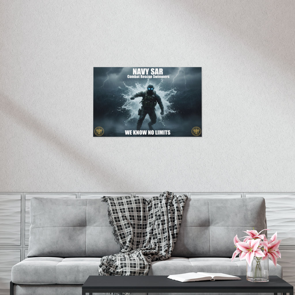 Navy SAR Combat Rescue Swimmers Poster – "We Know No Limits" Uncoated Wall Art