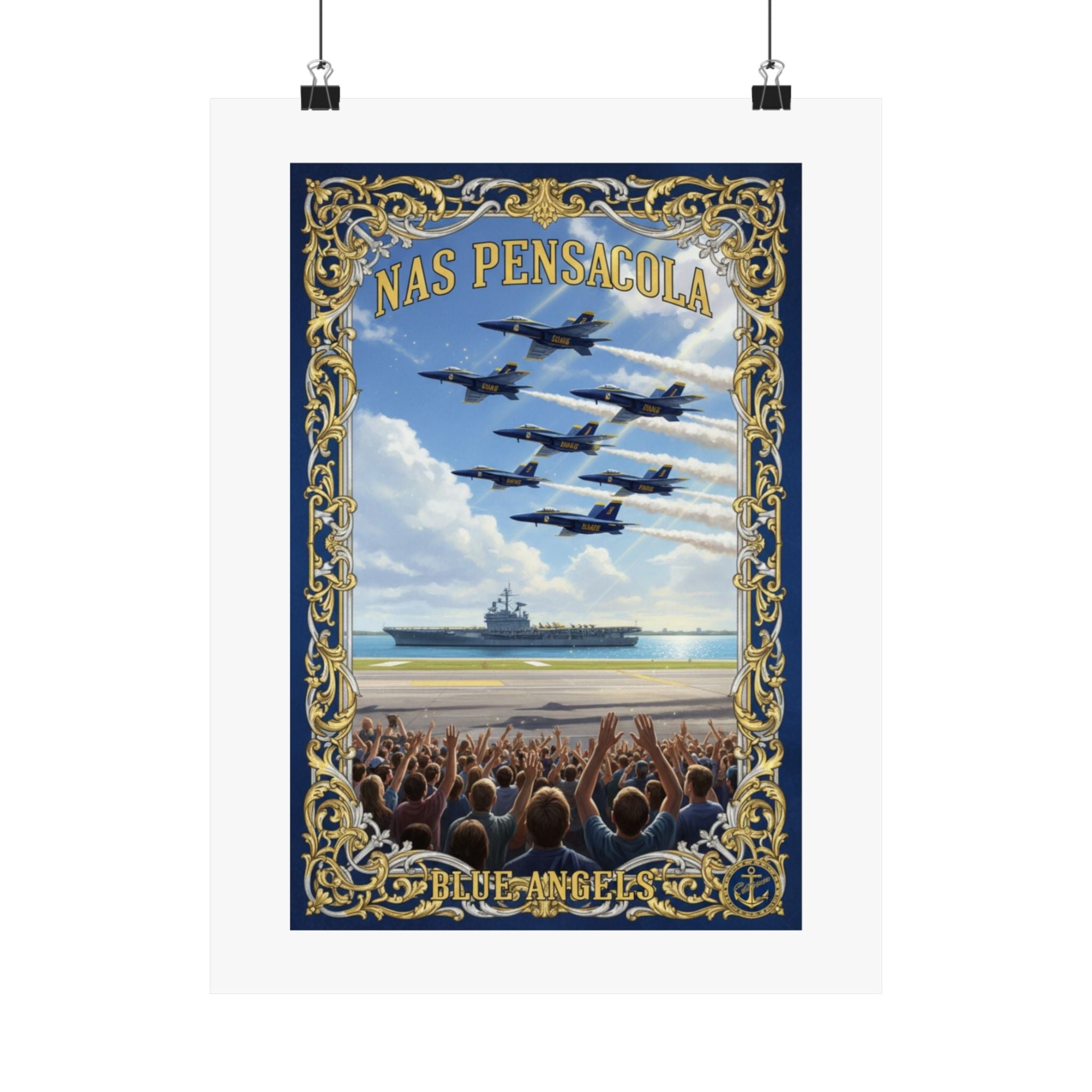NAS Pensacola Blue Angels Vintage Airshow Poster - Matte Vertical Print