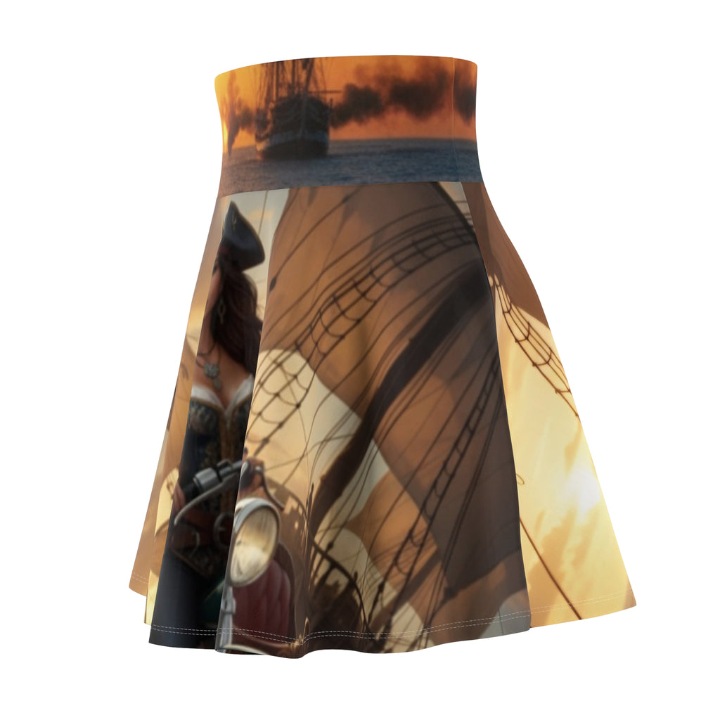Pirate Captain Skater Skirt — Vintage Nautical Adventure Print
