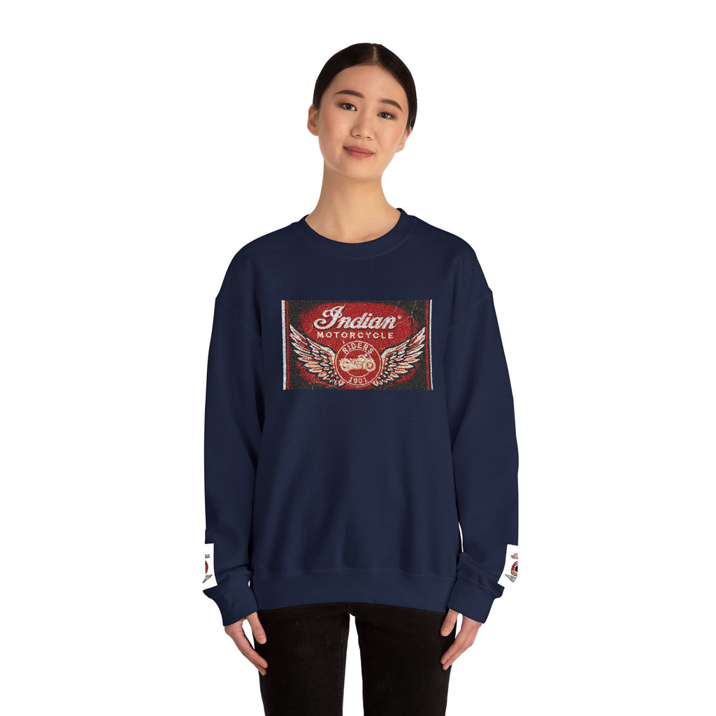 Vintage Motorcycle Crewneck Sweatshirt — 'Indian Motorcycles' Winged Logo