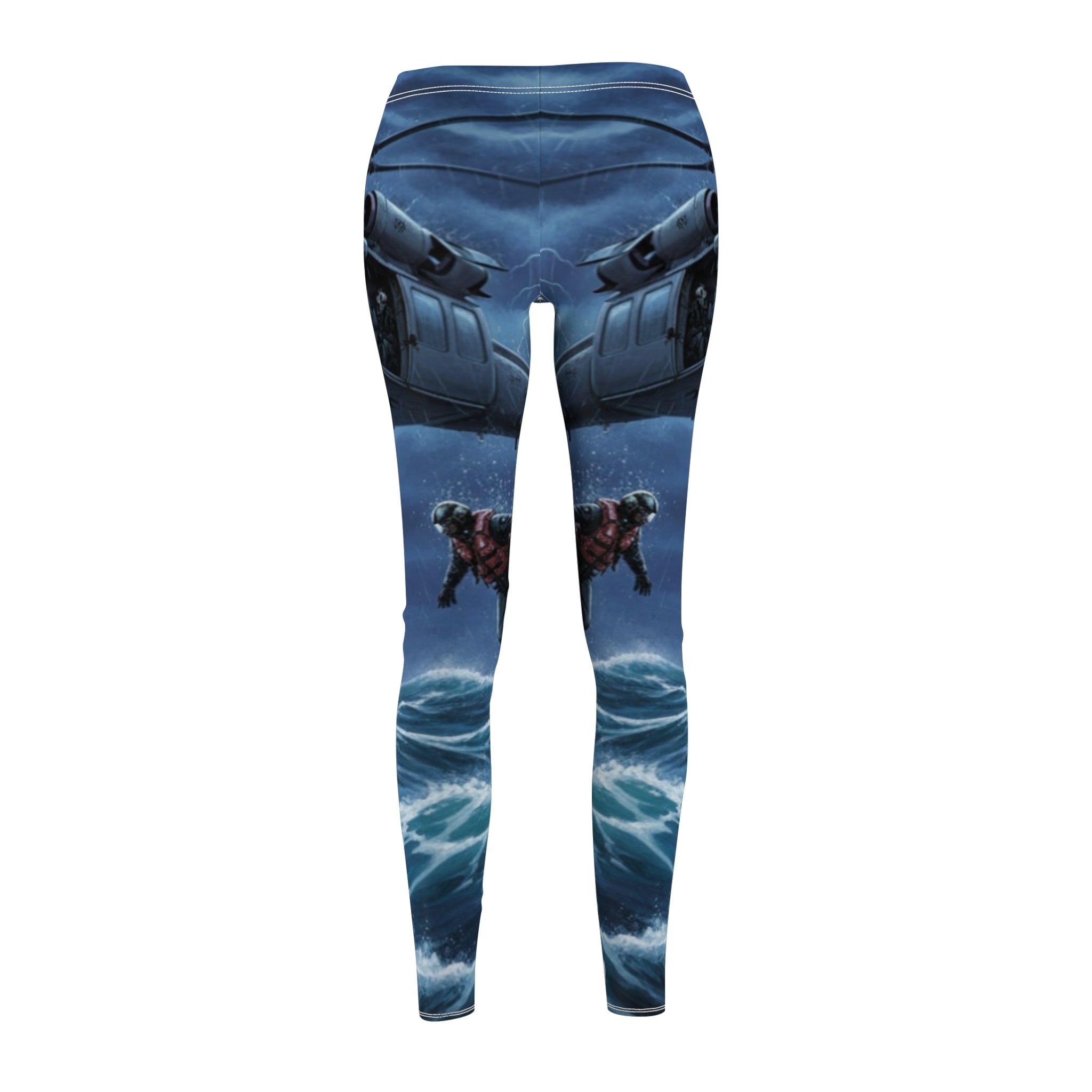 Ocean Storm Leggings — Nautical Shark & Waves All-Over Print