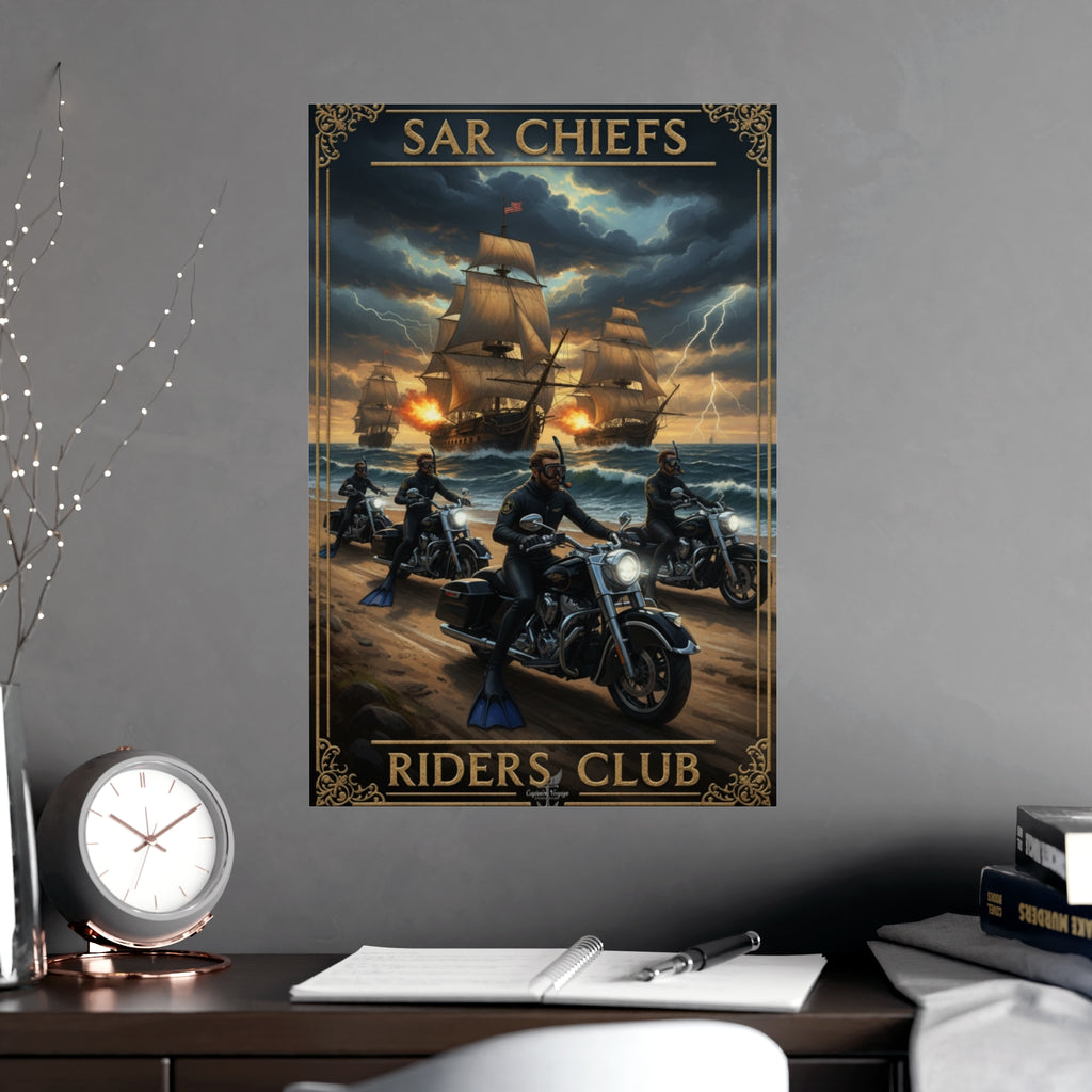 Riders Club Matte Poster — Sea Captain Bikers Vintage Nautical Wall Art