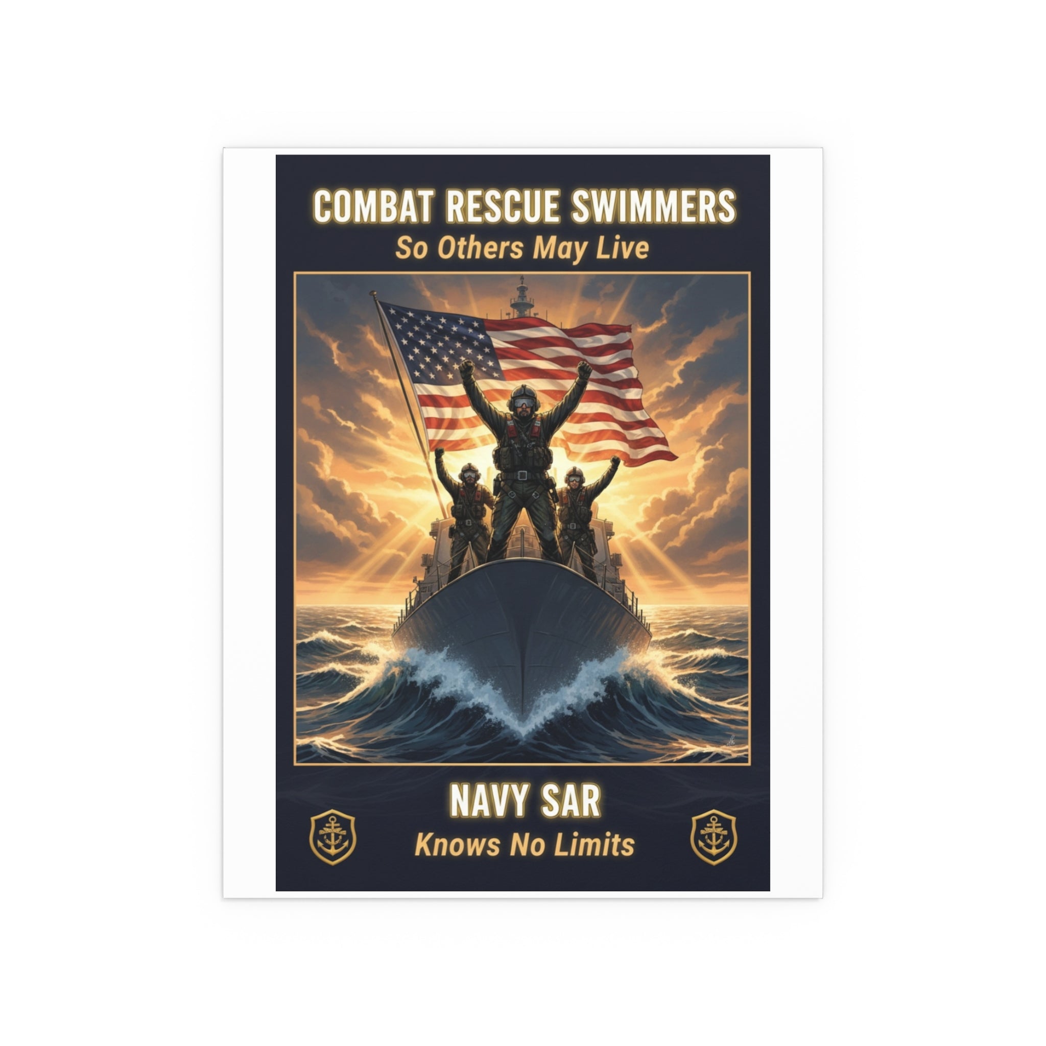 Combat Rescue Swimmers Silk Poster — "So Others May Live" Navy SAR Wall Art