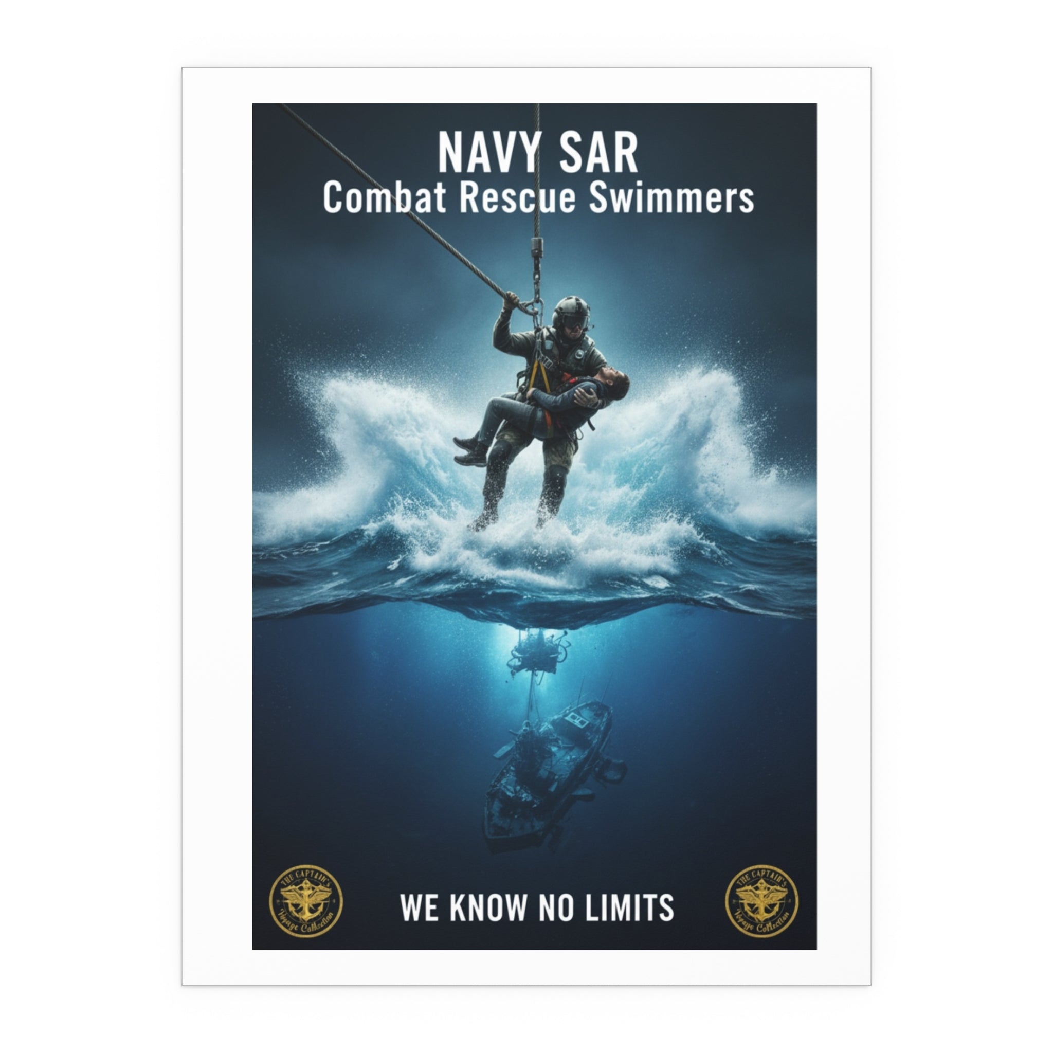Diver Split-View Silk Poster — Underwater Adventure Wall Art (Indoor/Outdoor)