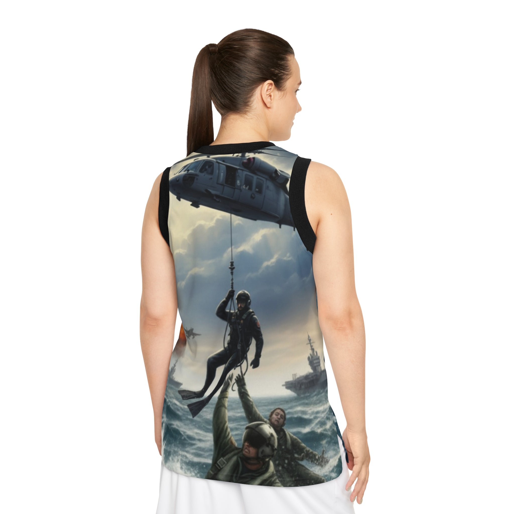 NAS Pensacola Rescue Helicopter Basketball Jersey — Military Aviation AOP Tank Top