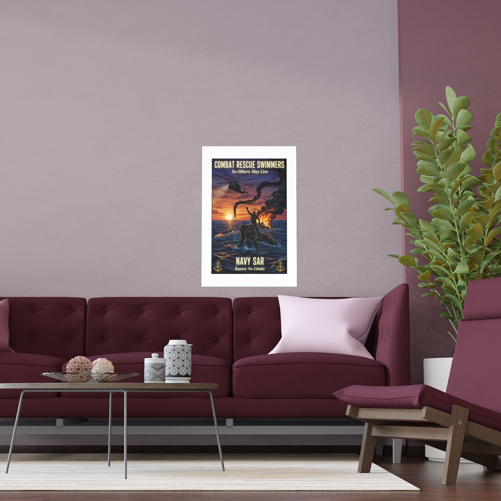 Navy SAR Combat Rescue Swimmers Silk Poster — Indoor/Outdoor Military Wall Art