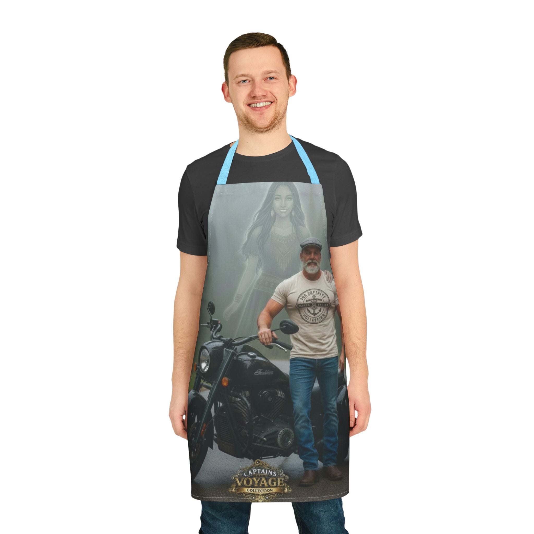 Motorcycle Rider Apron — "Captain's Voyage" Biker BBQ & Workshop Gift