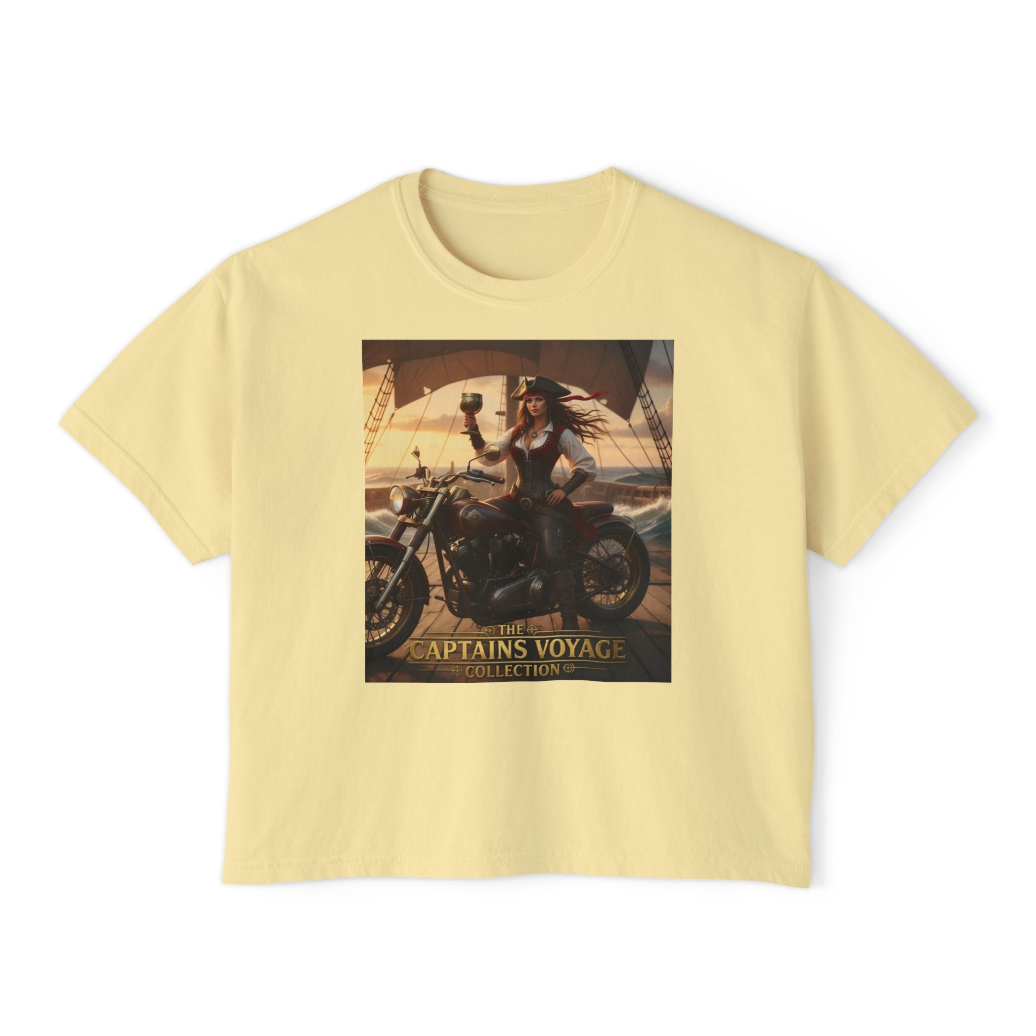 Boxy Tee — Captains Voyage Vintage Motorcycle & Sailing Graphic