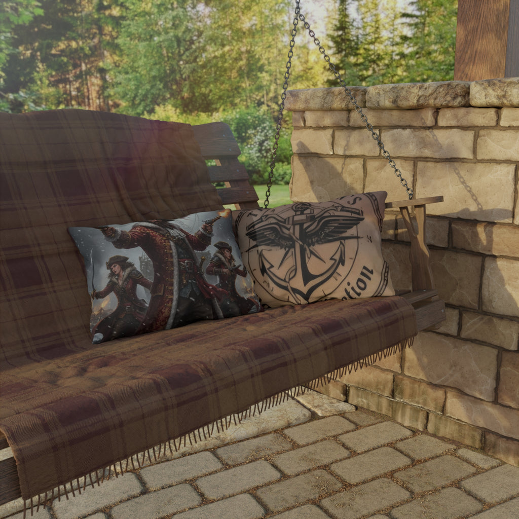 Pirate Captain Outdoor Pillow — Nautical Anchor "The Captain's Voyage Collection" Garden Cushion