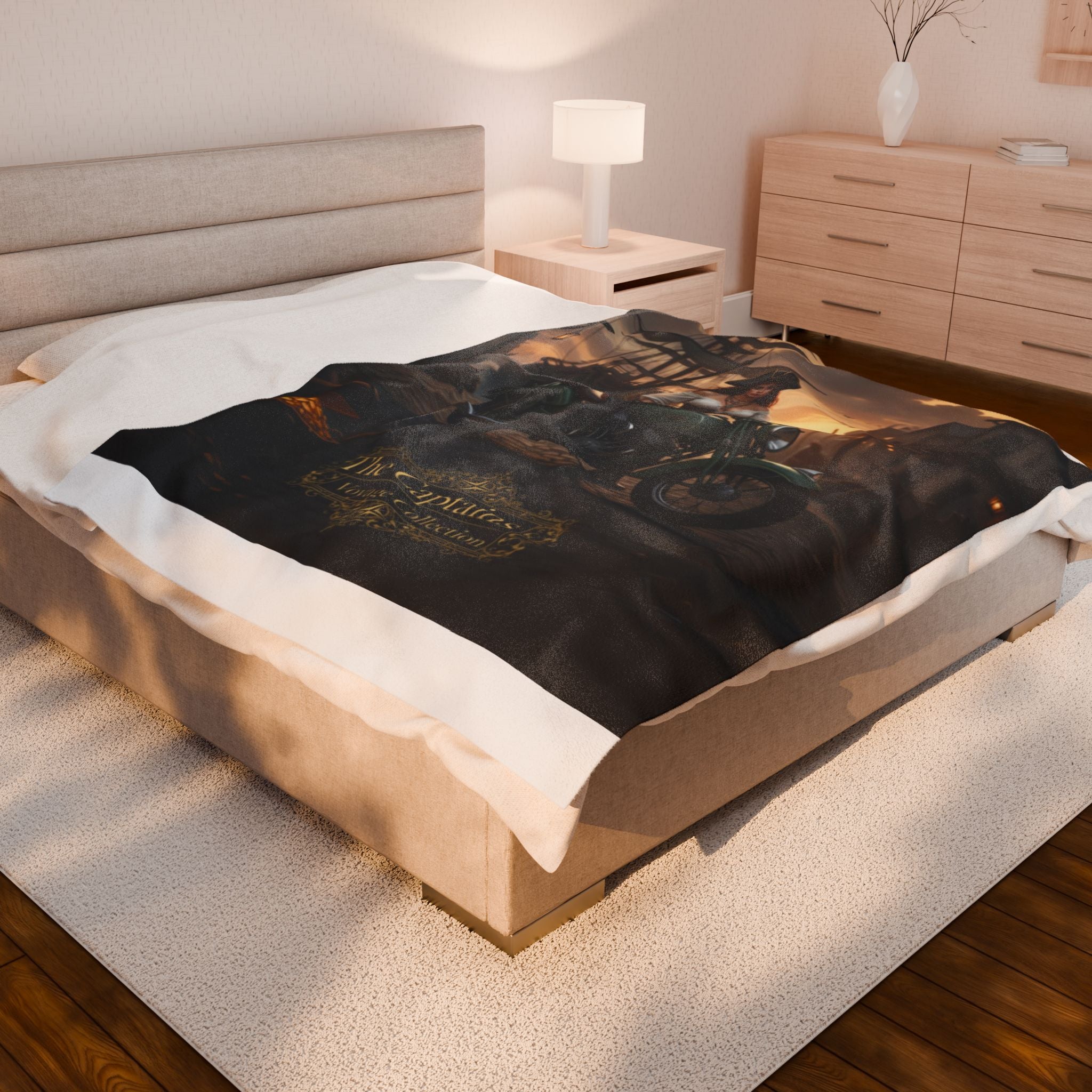 Captain's Vintage Motorcycle Velveteen Plush Blanket — "The Captains Vintage Collection"
