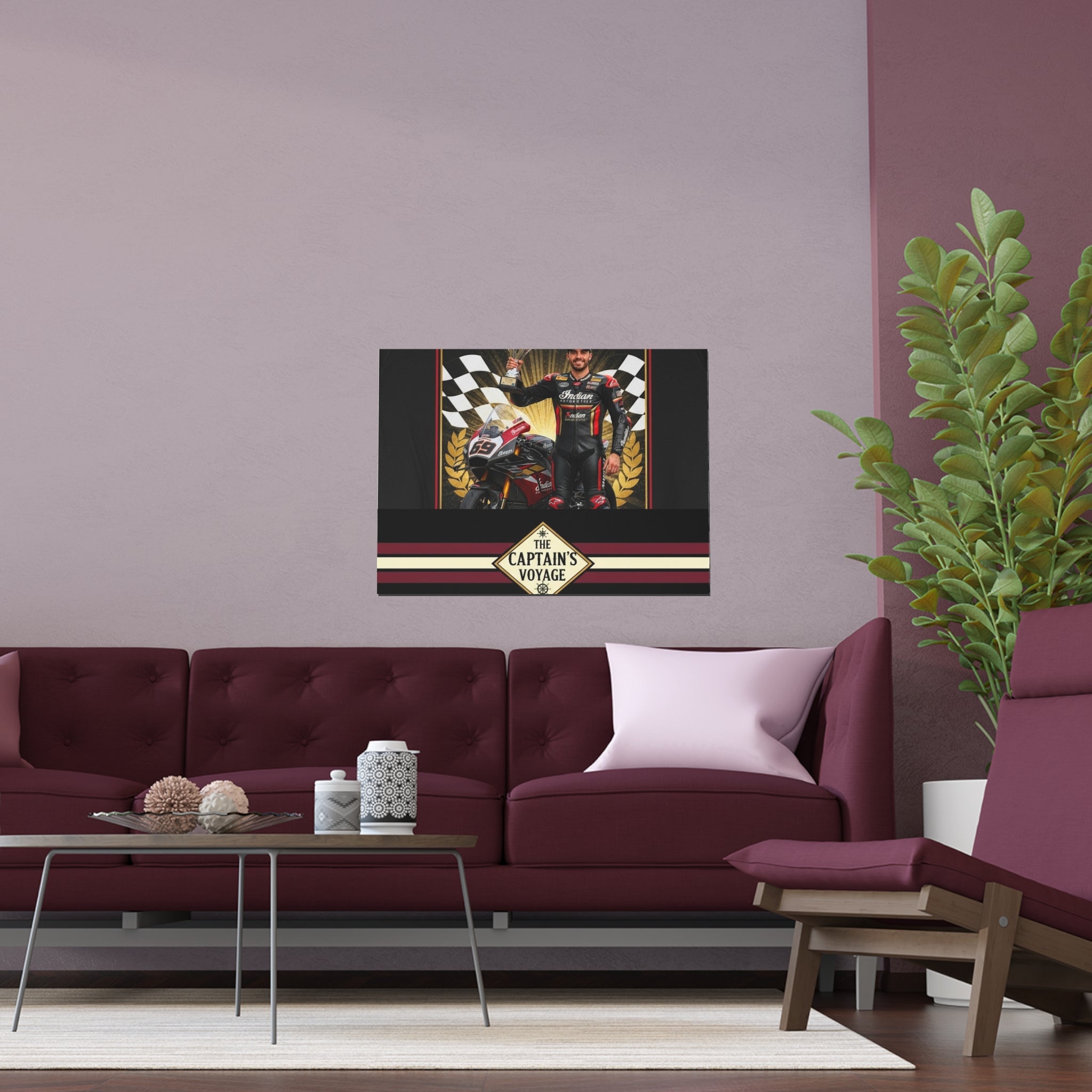 Racing Champion Silk Poster — “Winner’s Circle 69” Motorcycle Wall Art (Indoor/Outdoor)