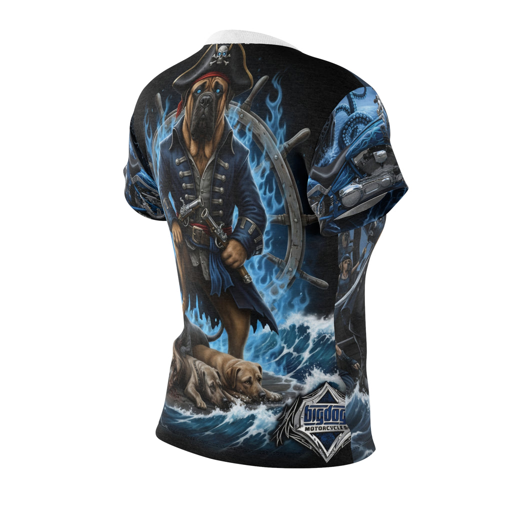 Pirate Ship Women's Tee — Nautical Bulldog Crew Graphic All-Over Print