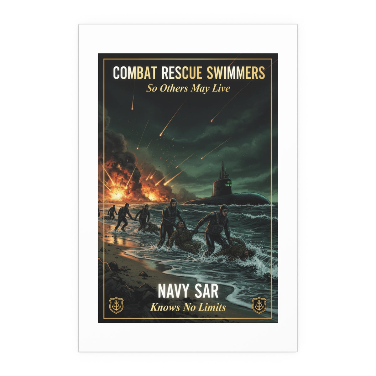 Navy SAR Combat Rescue Swimmers Silk Poster — 'So Others May Live' Indoor/Outdoor Print