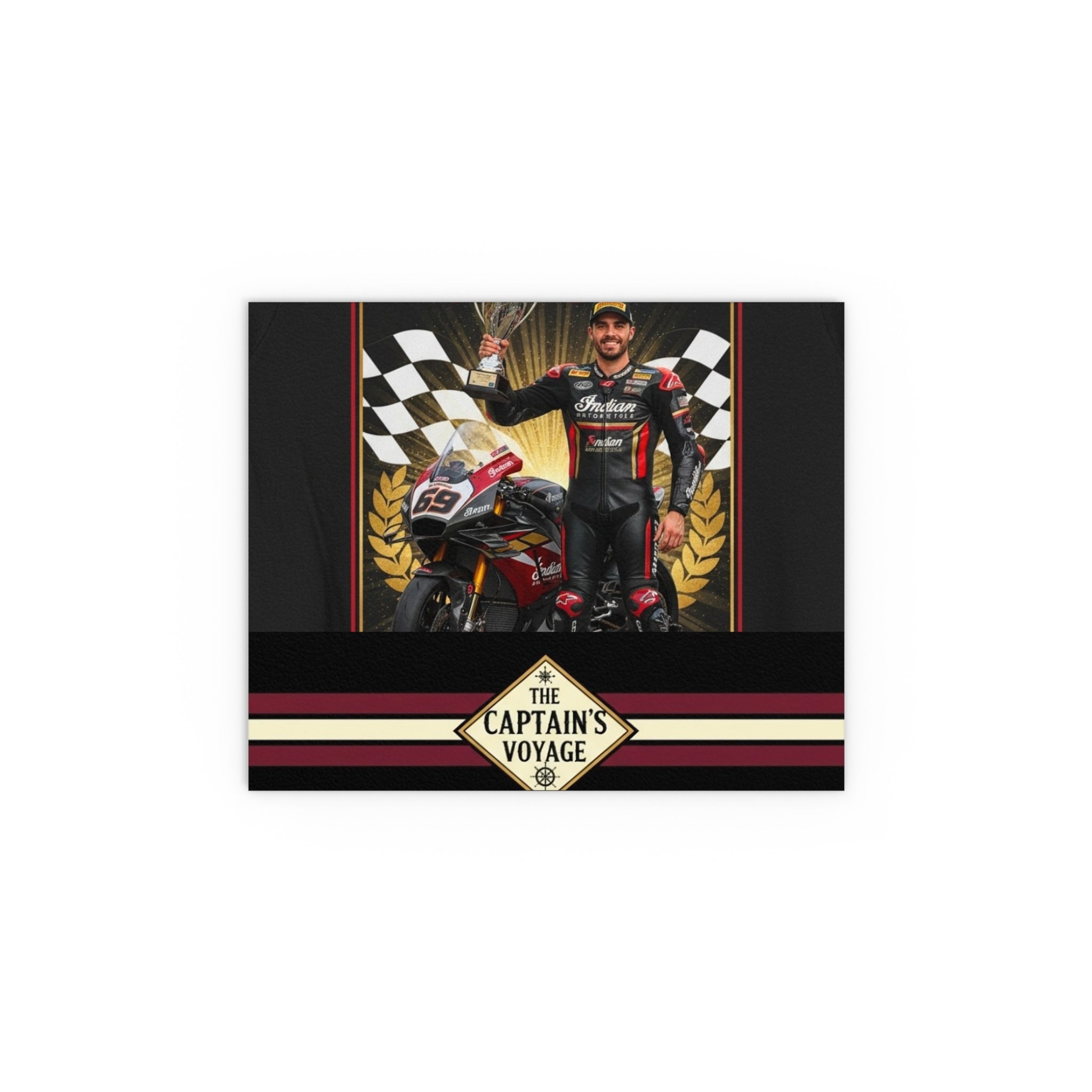 Racing Champion Silk Poster — “Winner’s Circle 69” Motorcycle Wall Art (Indoor/Outdoor)