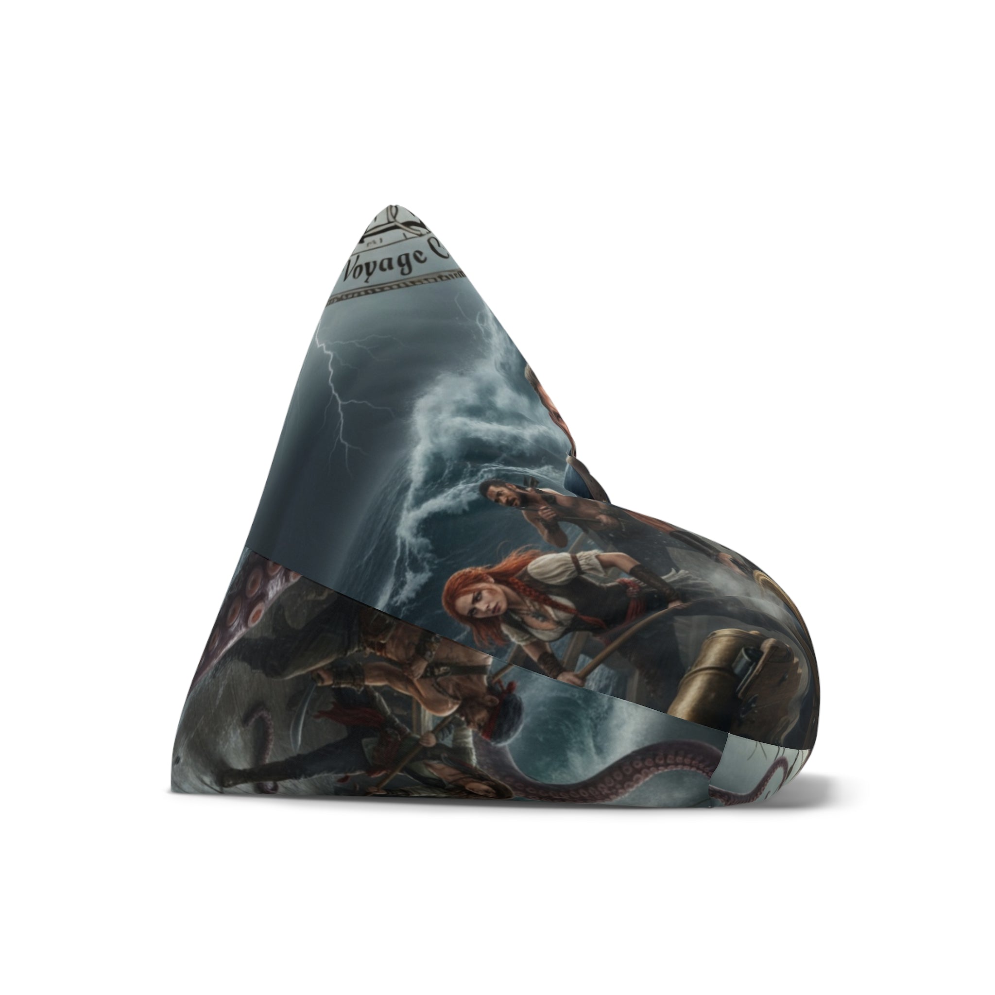 Bean Bag Chair Cover — Stormy Sea Pirate Captain & Kraken Illustration
