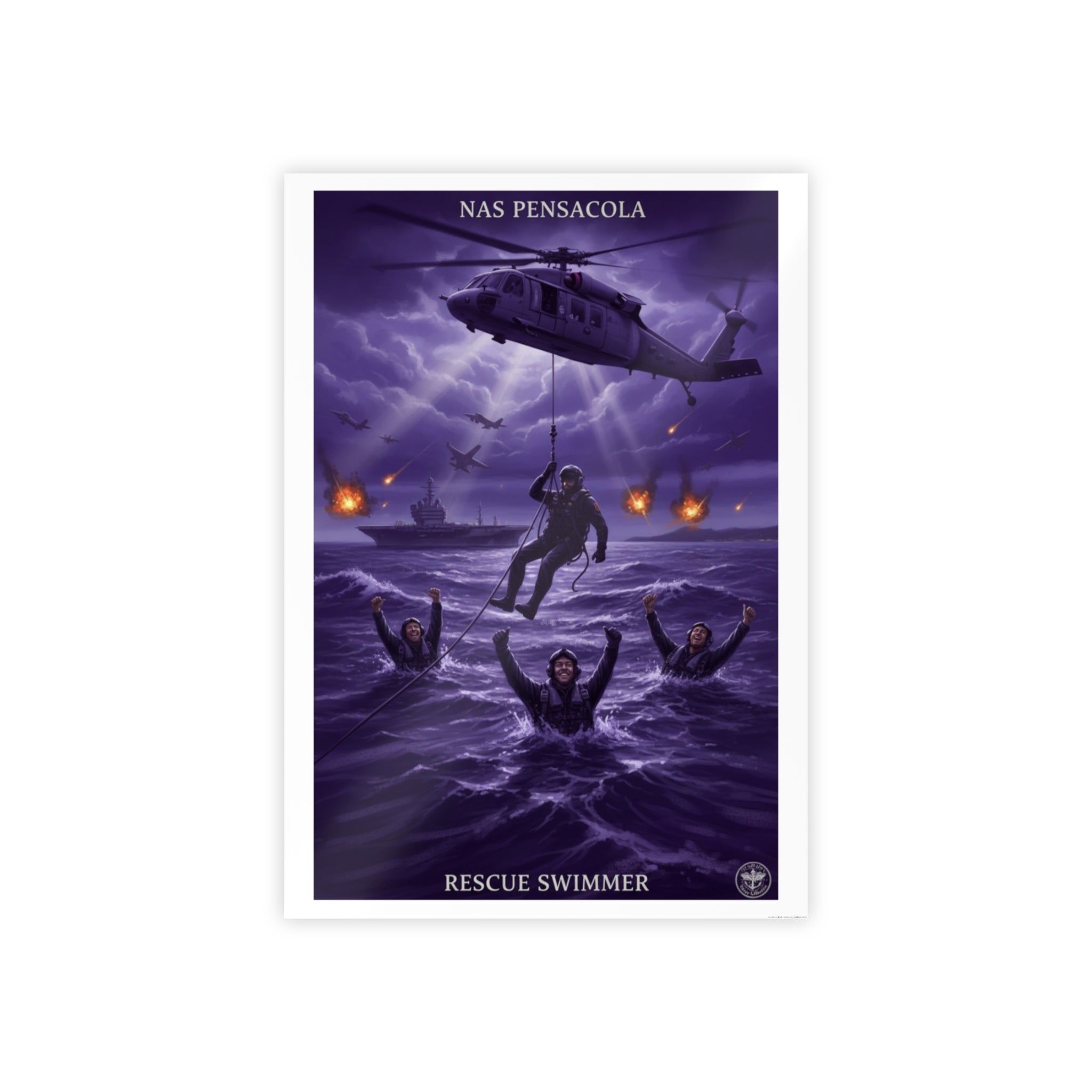 Rescue Swimmer Gloss Poster — NAS Pensacola Military Aviation Print