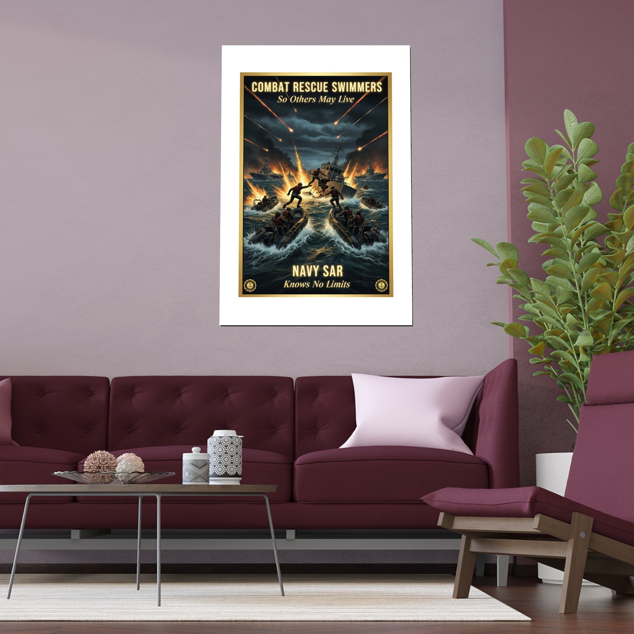 Combat Rescue Swimmers Silk Poster — 'So Others May Live' Navy SAR Wall Art