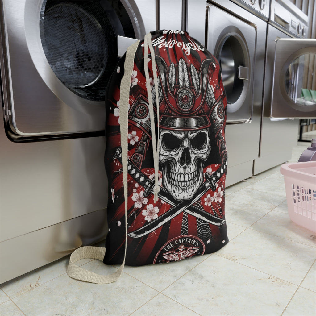 Indian Motorcycle Skull Laundry Bag — Biker Skull Drawstring Wash Bag