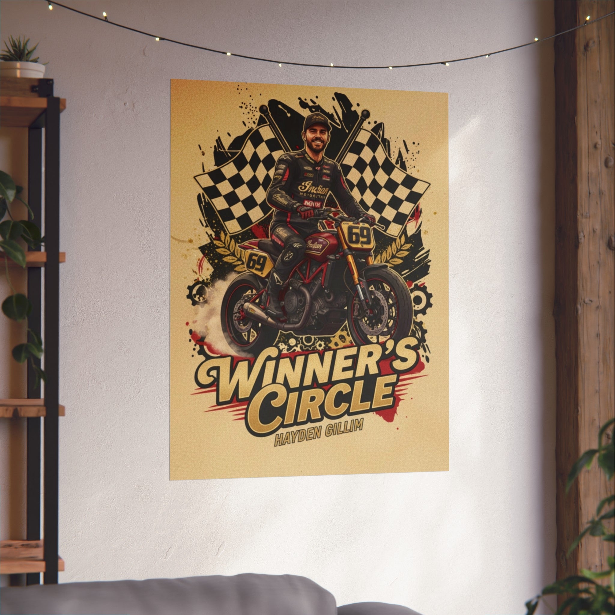 Winner's Circle Motorcycle Poster — Vintage Racing Fine Art Print